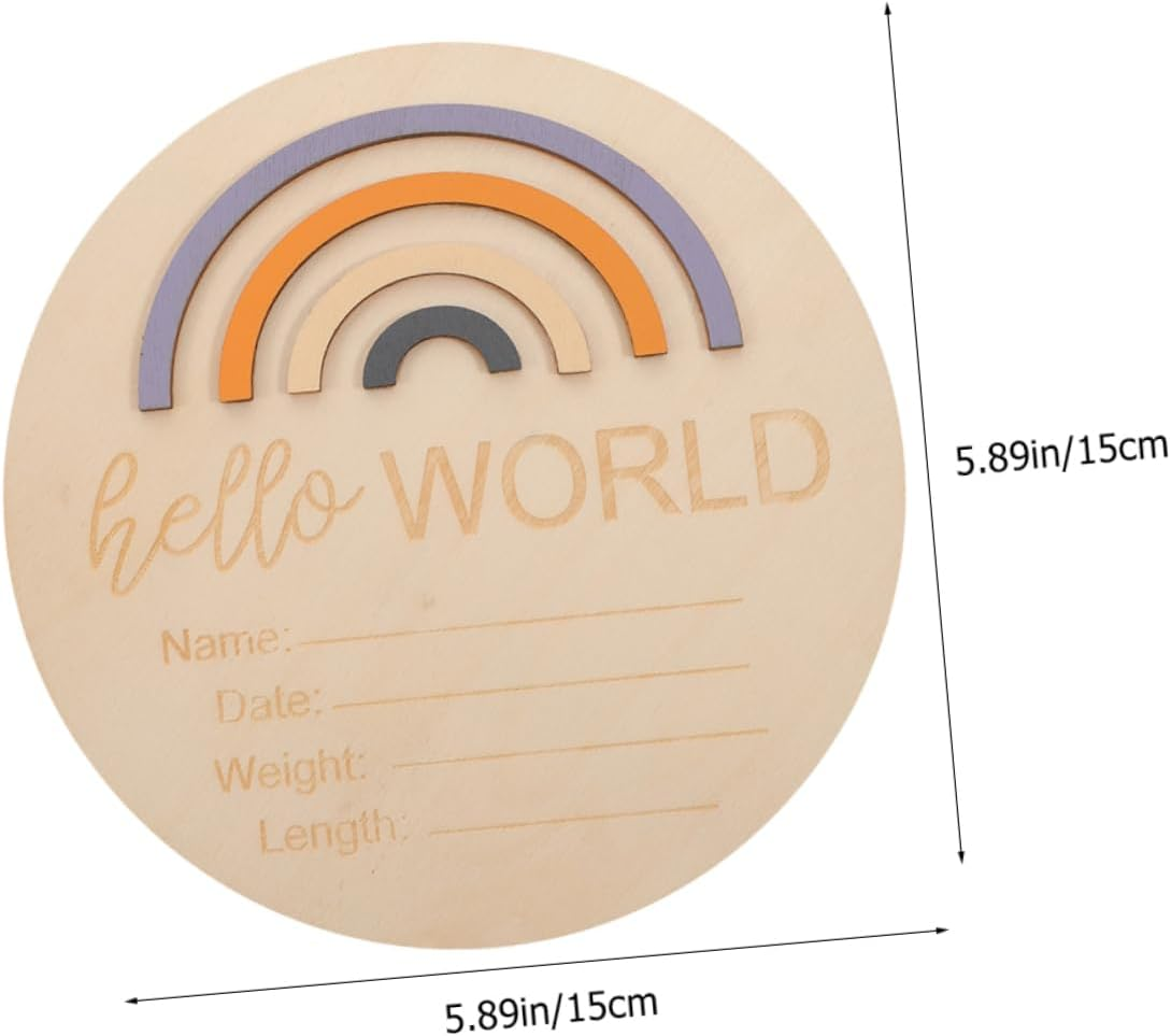 2Pcs Wooden Birth Announcement Signs round Name Plaque for Newborn Milestone Photography Props for Birth Records and Photo Decor image number 5