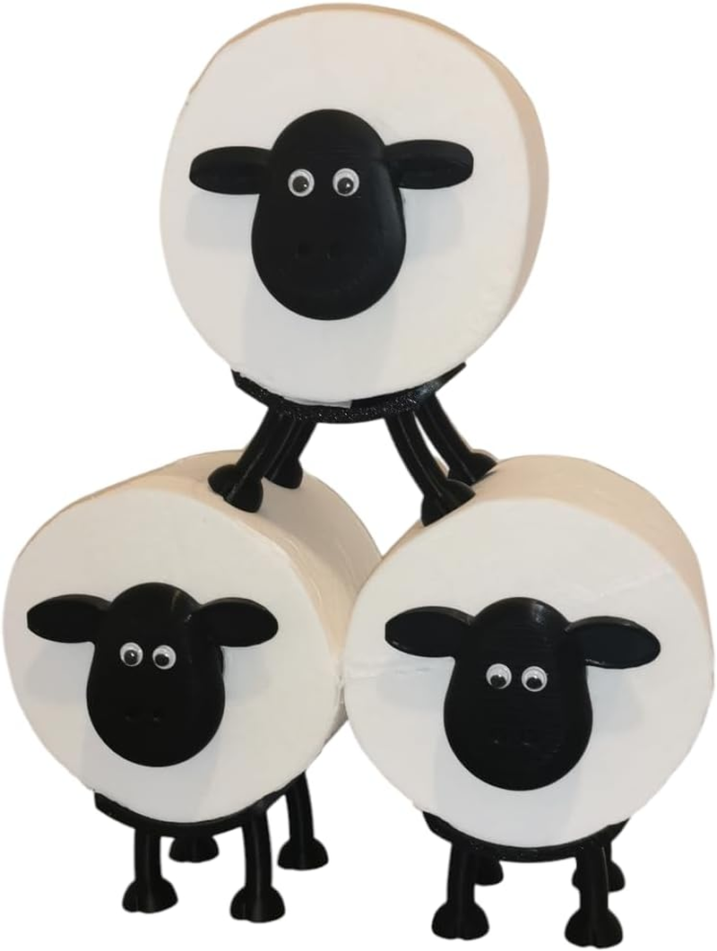 Sheep Toilet Roll Holder Sheep Pack of 3 for 42 Mm Rolls - Plastic Toilet Roll Holder Funny for Toilet Paper & Toilet Roll Storage - Perfect as a Decoration or as a Gift