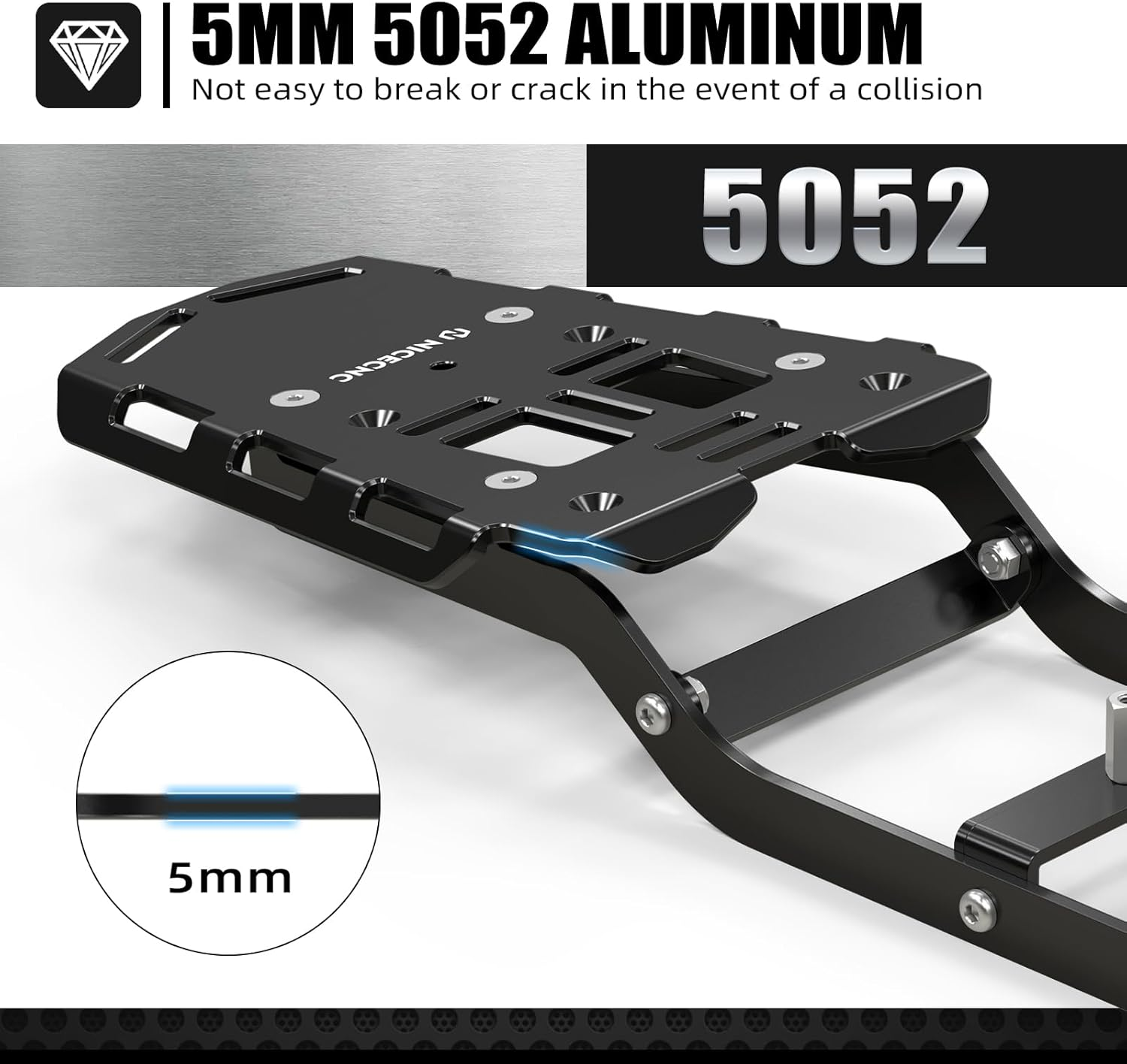 NICECNC Rear Luggage Rack Compatible with Surron Light Bee X/S/ L1E Tail Cargo Holder Compatible with Segway X160 X260 Capacity up to 5 Kg image number 2