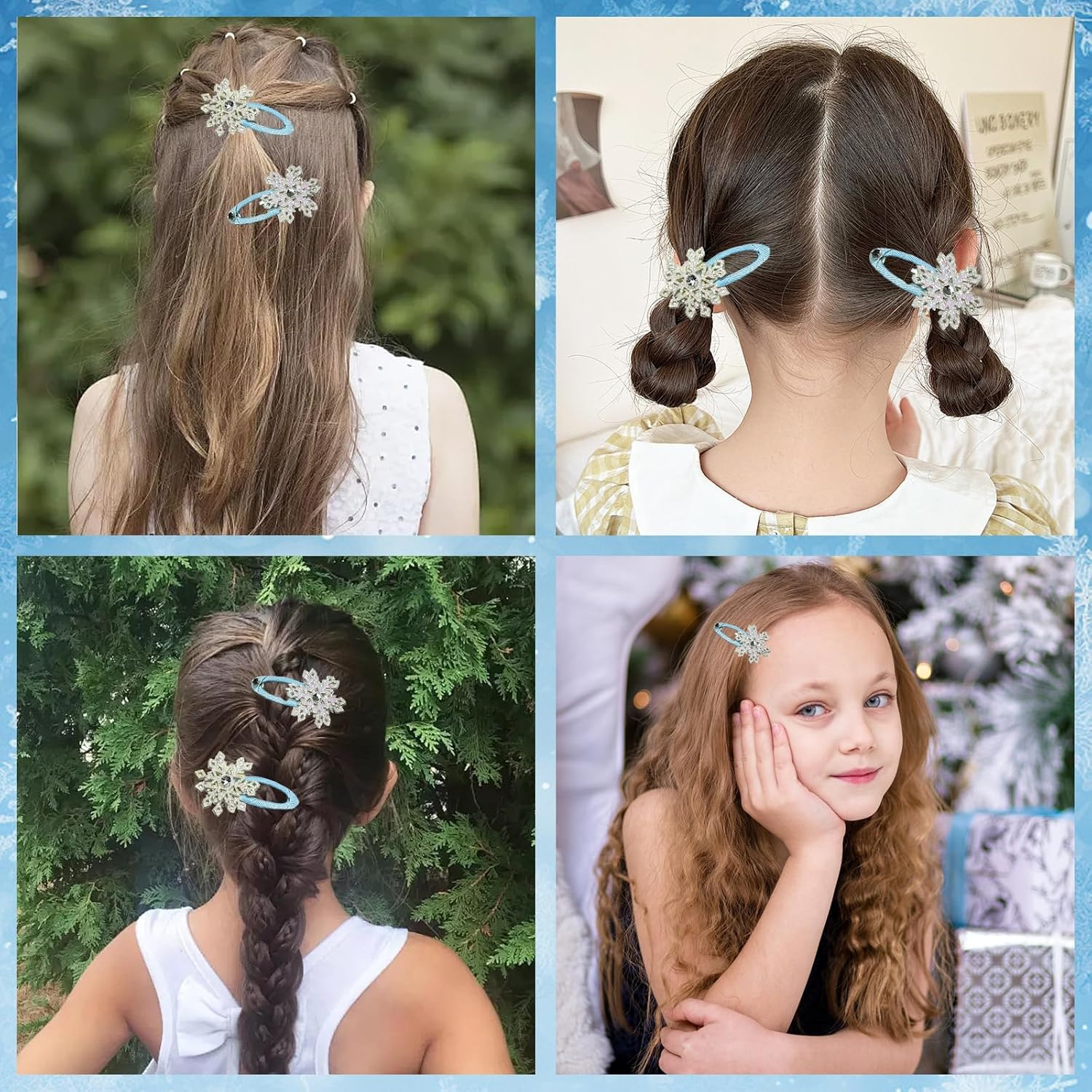 Snowflake Hair Clip Set, 8 Pieces Exquisite Christmas Snowflake Hair Clips, Snowflakes Hair Accessories Hair Clip with Shiny Rhinestones for Women Girls Winter Christmas Party Gift (F) image number 3