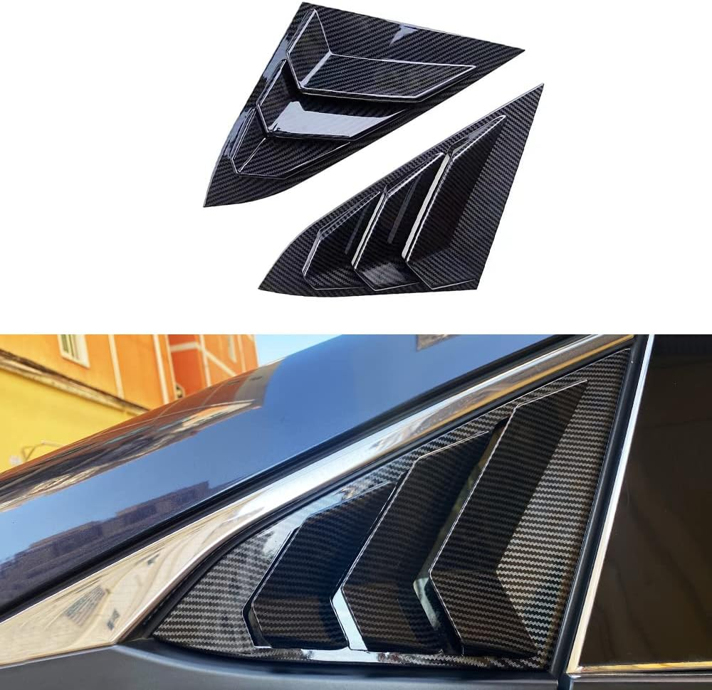 TKREENO for Honda 10Th Gen Civic 2016-2021 Rear Side Window Louver Decorate Cover Rear Air Vent Window Louvers Blinds Covers Auto Accessories (10Th Gen Civic Hatchback, Carbon Fiber Color)