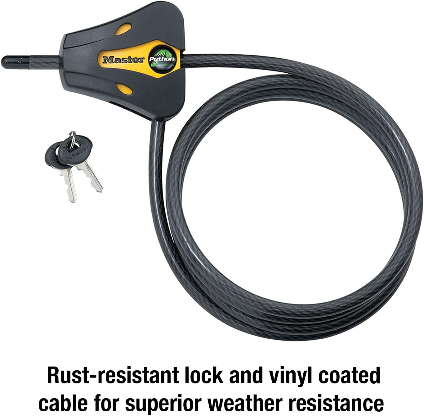 Master Lock Master Lock Cable Lock, Python Adjustable Keyed Cable Lock, 6 Ft. Long, Yellow & Black, 8419DPF, 8419DPF image number 5