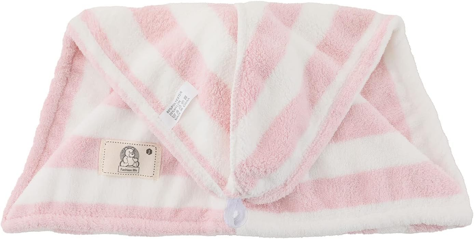 Fast Drying Hair Turban Towel White / Pink One Size image number 6