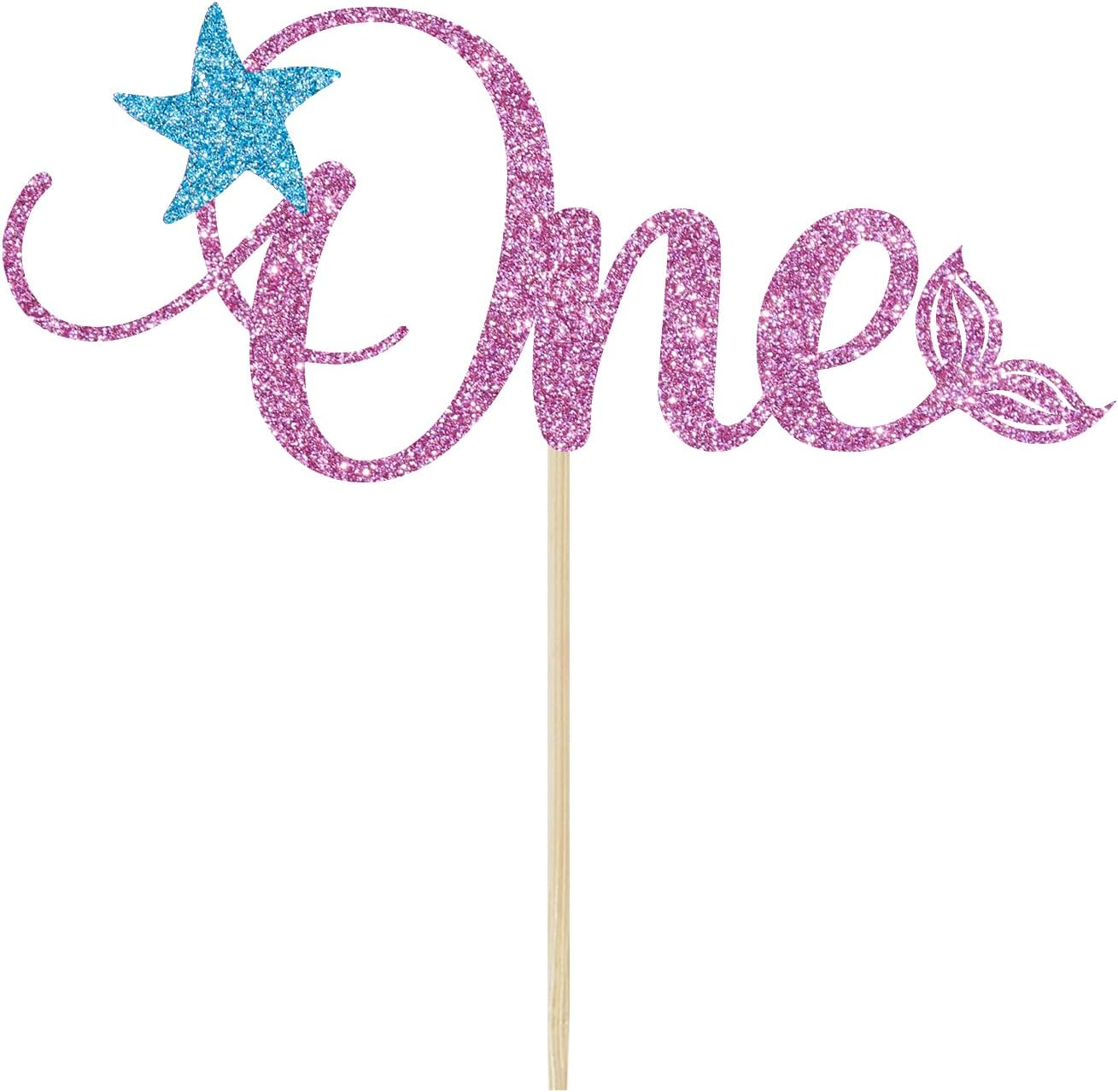 Mermaid One Cake Topper, Baby Girl 1St Birthday Decorations, under the Sea, Mermaid Themed Baby Shower First Birthday Party Decorations, Pink Glitter image number 2