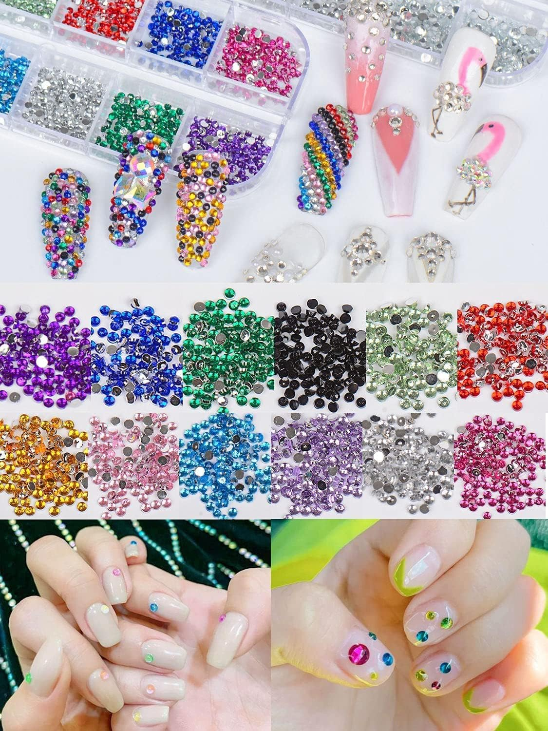 JZS Nail Rhinestones, Nail Gem Design Set, 3D Nail Art Accessories, Nail Decoration Kit,Style 1 image number 2