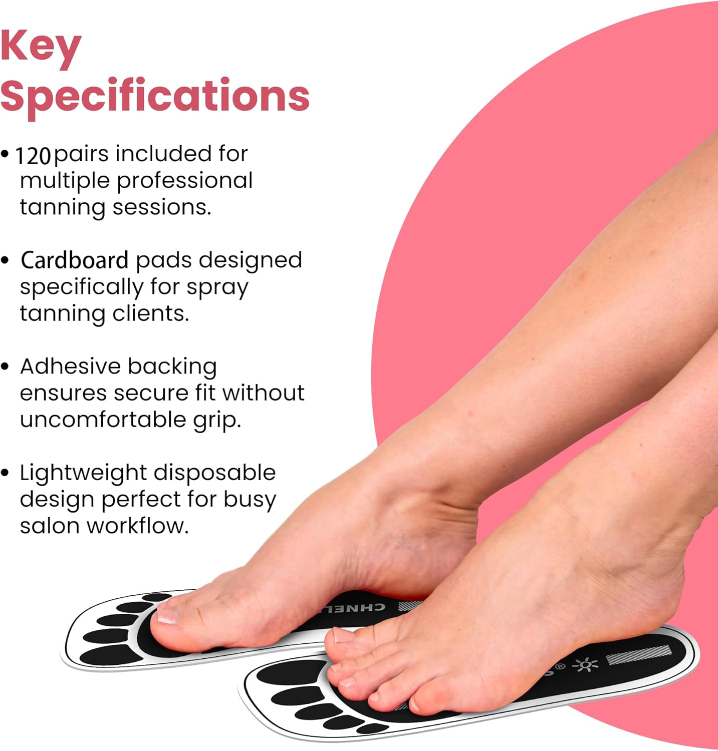Black 120Pairs(240Feet)Disposable Spray Tanning Feet Pads for Hygienic Foot Protectors,Comfortable & Hygienic Spray Tan Pads Feet-Specifically for the Spray Tanning Industry or Salon,One Size-Non Slip image number 1