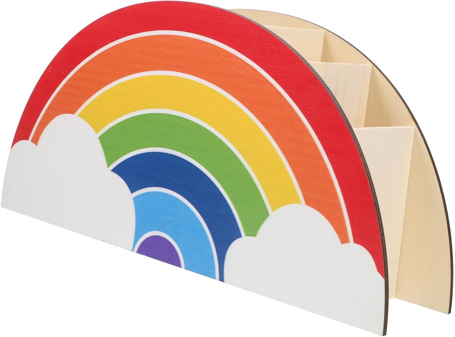 KICHOUSE Rainbow Wooden Pencil Holder for Kids Desk, School Supply Organizer and Cosmetic Cup Holder, Wood Cylinder Pen Storage Box for Classroom and Home Office Accessories image number 3