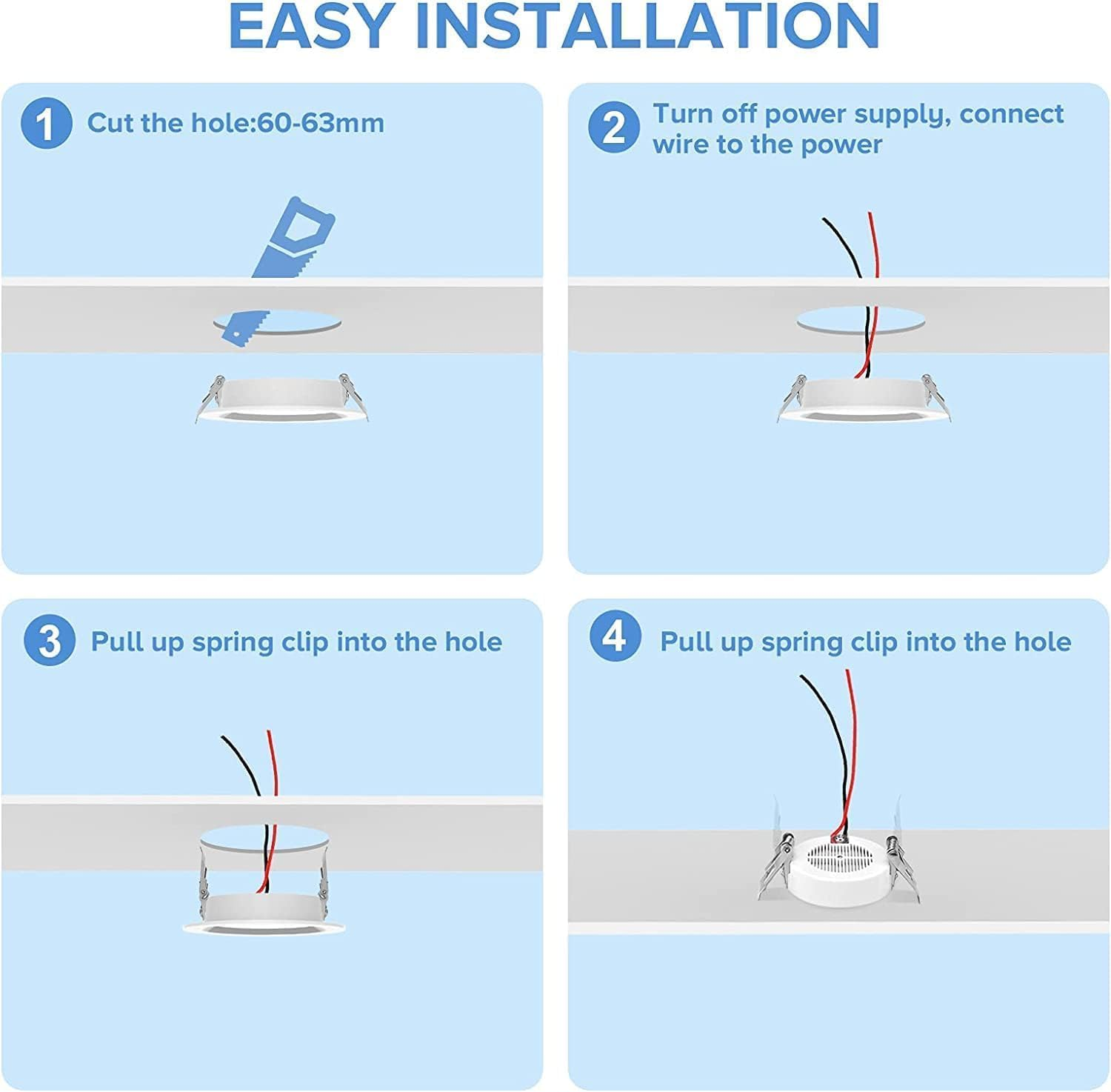 Bluefire RV LED Lights for Motorhome, 300 Lumen RV Interior Lights LED Downlights Recessed Ceiling Lights for Motorhome Boat Van Caravan Kitchen Cabinet(4 Pack, White) image number 3