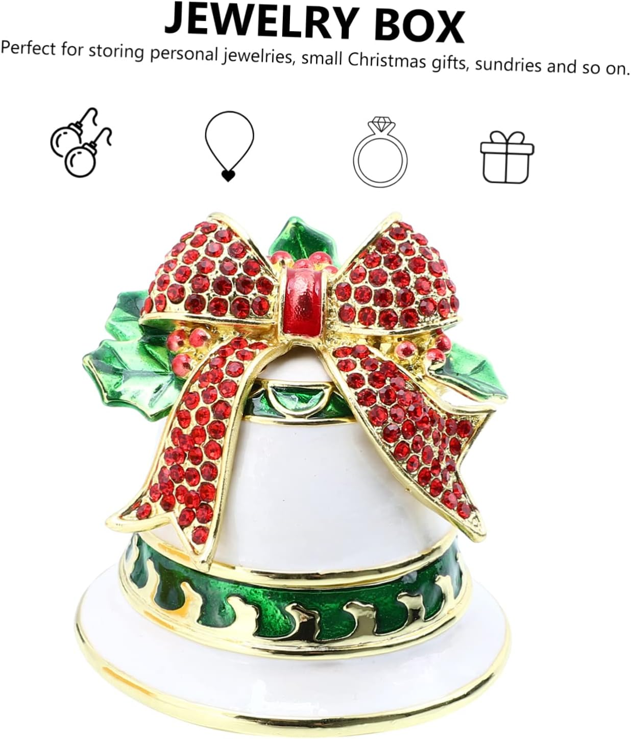 Christmas Bell Jewelry Box Alloy Craft Storage Box Xmas Adornment for Christmas Decorations image number 3