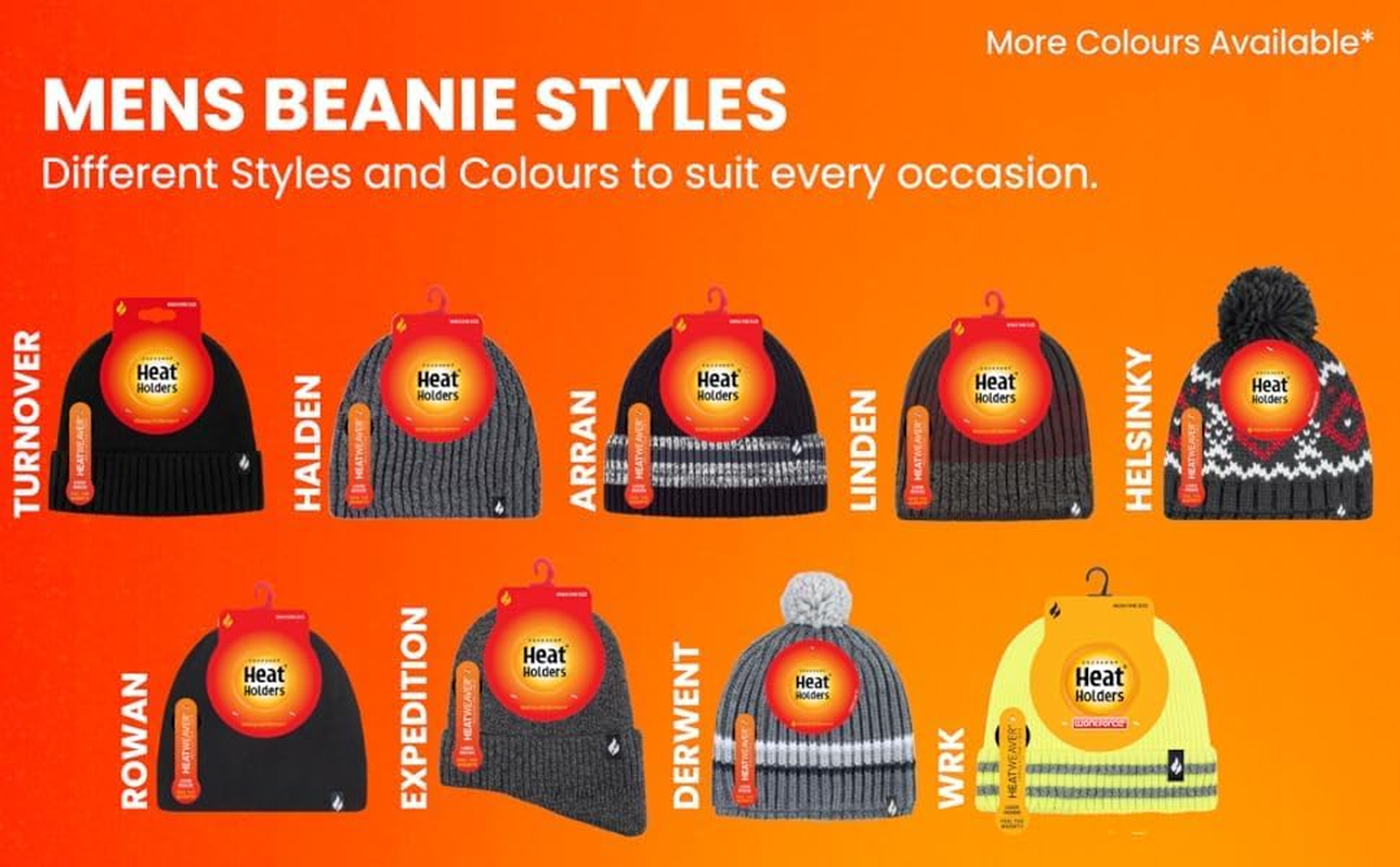 HEAT HOLDERS | Sockshop | Men'S Rowan Flat Knit Thermal Beanie | Warm Winter Hat | One Size | - Black image number 2