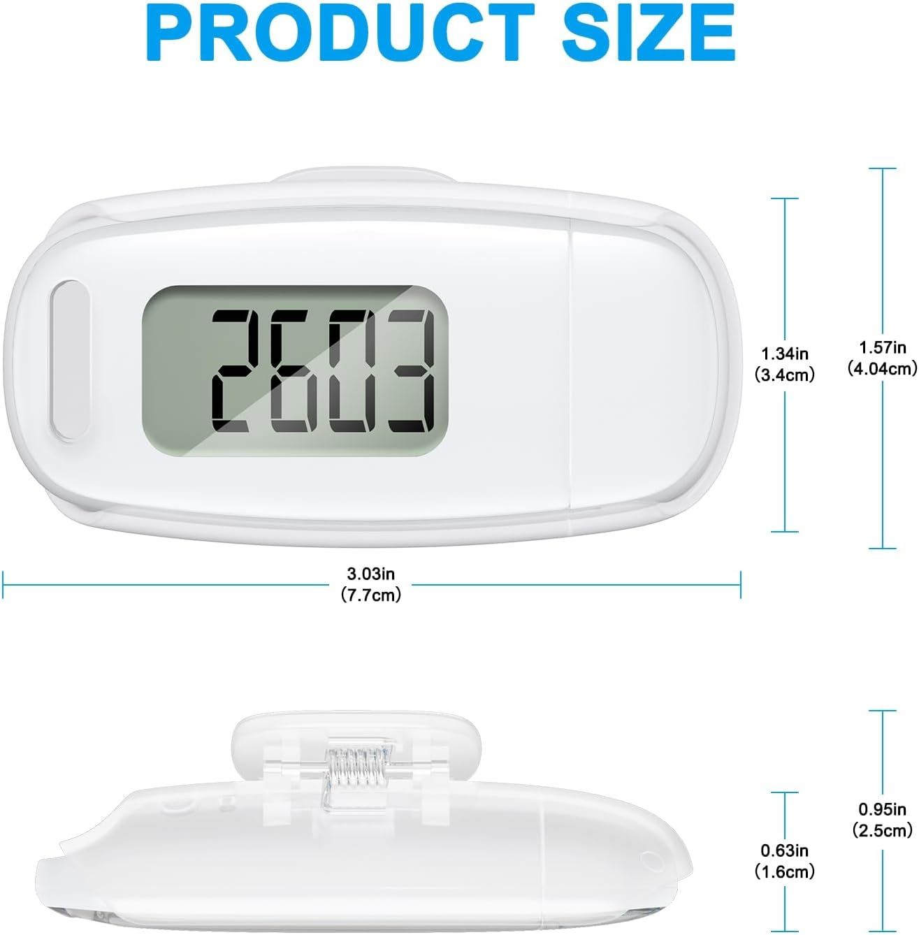 AMIR 3D Walking Pedometer with LED Backlight, Portable Sports Step Counter with Detachable Clips and Lanyard, USB Charging, Track Steps in Real Time, Accurately Pedometer for Seniors Men Women, Kids image number 5