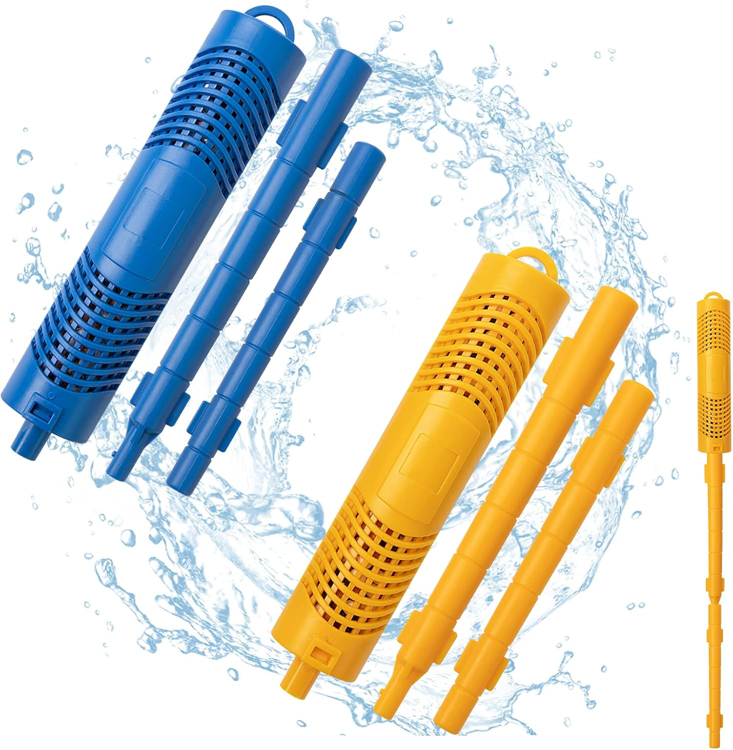 2 Pack Spa In-Filter Mineral Sticks Parts Cartridge Sticks for Hot Tub Spa Swimming Pool Fish Pond Filter Cartridge, Last for 4 Months (Blue & Yellow)