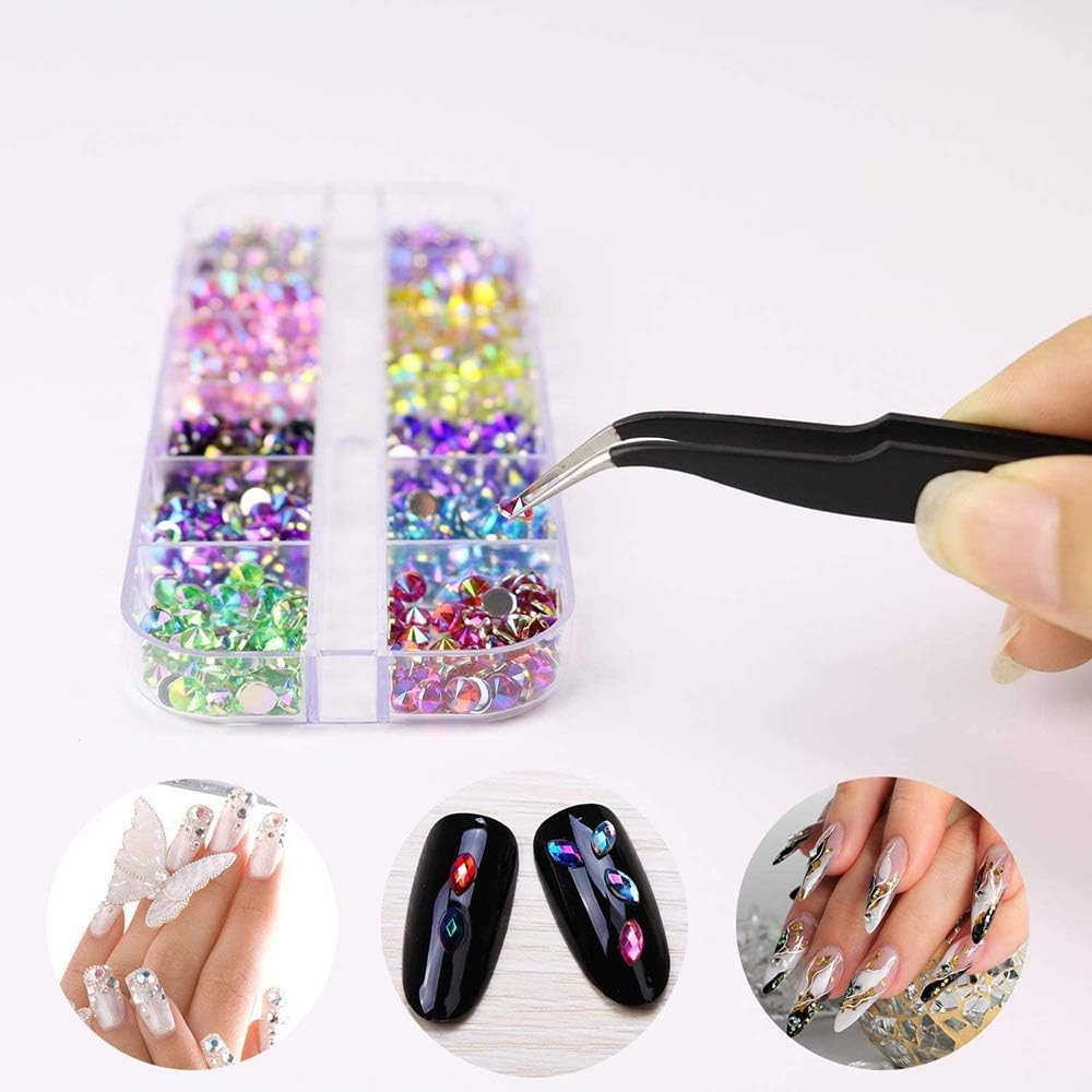 2 Boxes Nail Crystal AB Nail Art Rhinestones Professional Nail Art Gems Nail Crystals Clear Rhinestones Mixed Sizes image number 4