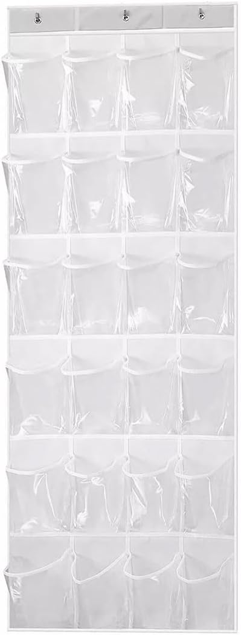 AIMALL 24-Pocket Over-The-Door Shoe Organizer, Hanging Shelf Storage with Stainless Steel Hooks, Durable Non-Woven Polyester, Space-Saving, 17.7X53 Inches