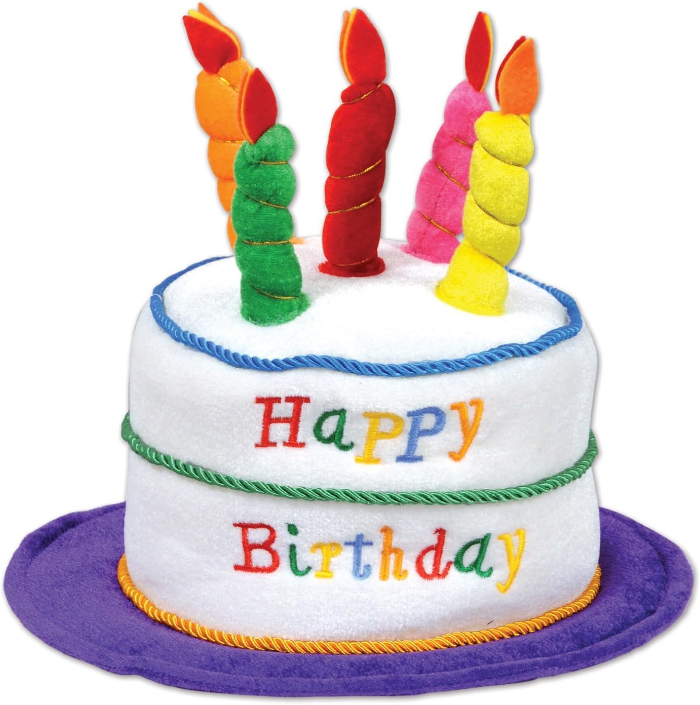 Beistle Plush Birthday Cake Hat, Multicolor image number 1
