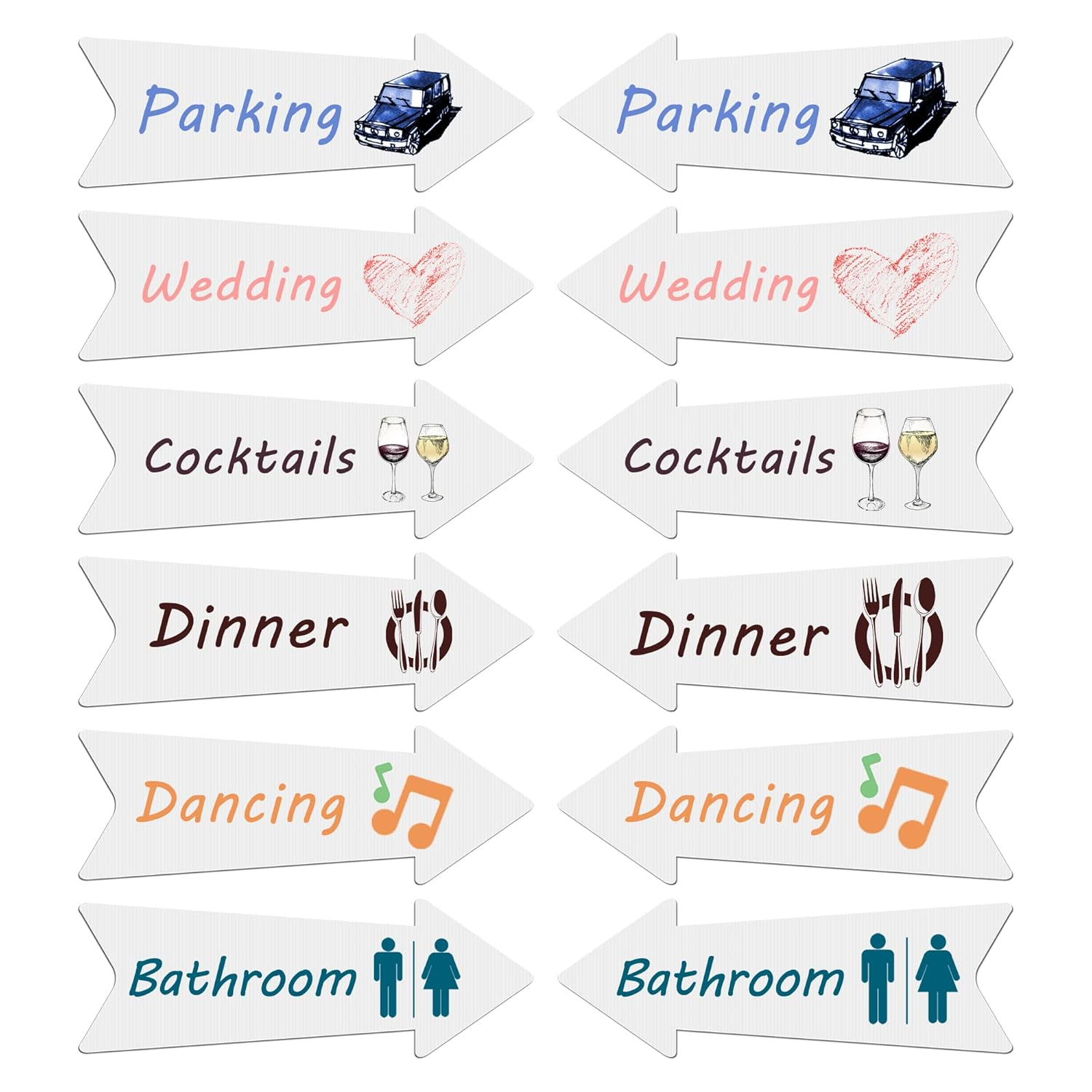 Blank Arrow Signs with Stakes 15 Pack 17 X 6 Inches Wedding Directional Yard Signs with Stakes, This Way Arrow Yard Signs Birthday Party Signs Arrow