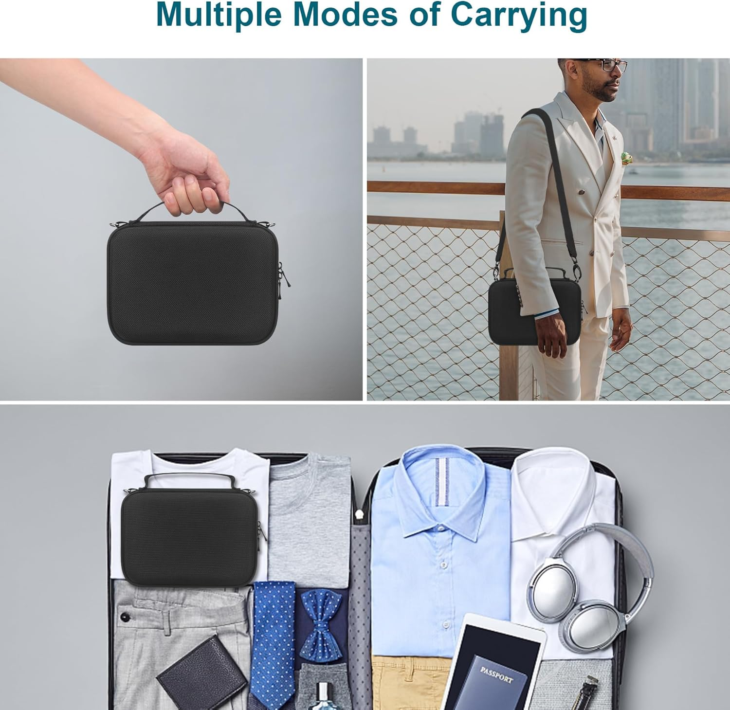 Canboc Carrying Camera Case for Sony ZV-1F/ ZV-1/ ZV-1II Vlog Digital Camera & Vlogger Accessory Kit Tripod, Travel Storage Bag with Strap, Mesh Pocket Fit Cable, Black (Case Only) - Pink image number 7