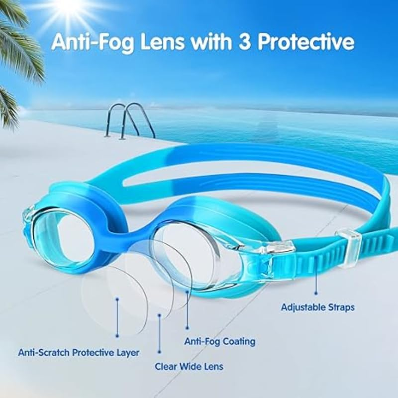 TCOTBE Boys Girls Kids Swim Goggles, 1 Pack Swimming Goggles No Leaking anti Fog Kids Goggles(Age 6-14) image number 4
