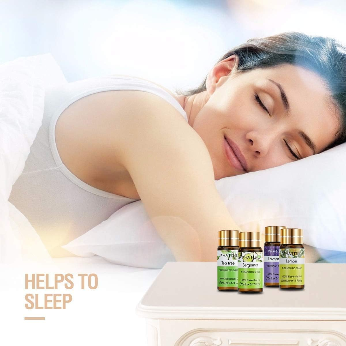 PHATOIL Premium Essential Oils Set with Wood Diffuser 100% Pure Natural Therapeutic Aromatherapy Oils Gift Set-12 Pack/5Ml for Relaxation,Peacefulsleep,Diffuser,Humidifier,Massage,Skin&Hair Care image number 4