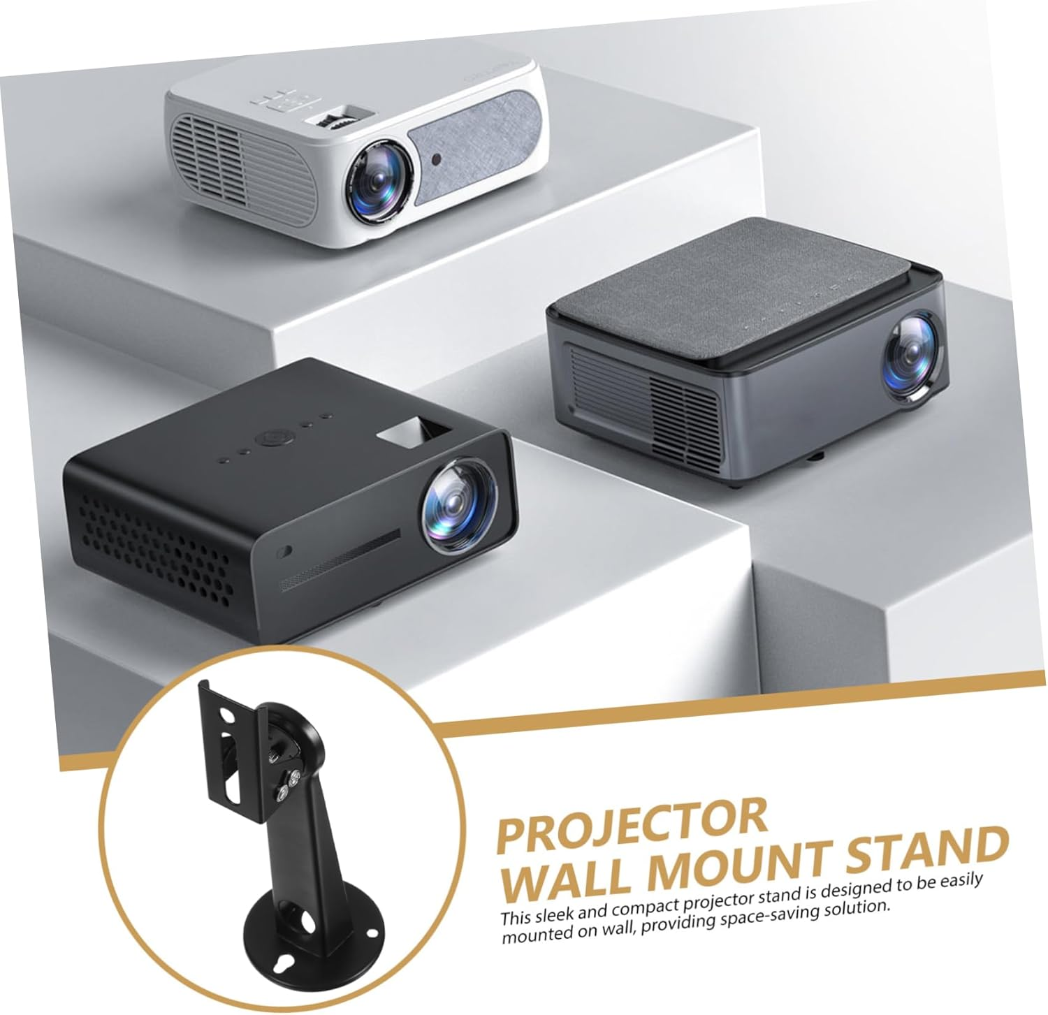 OSALADI Projector Wall Mount Bracket Mini Security Camera Mount Holder Black for Indoor Surveillance and Home Electronics Installation image number 5