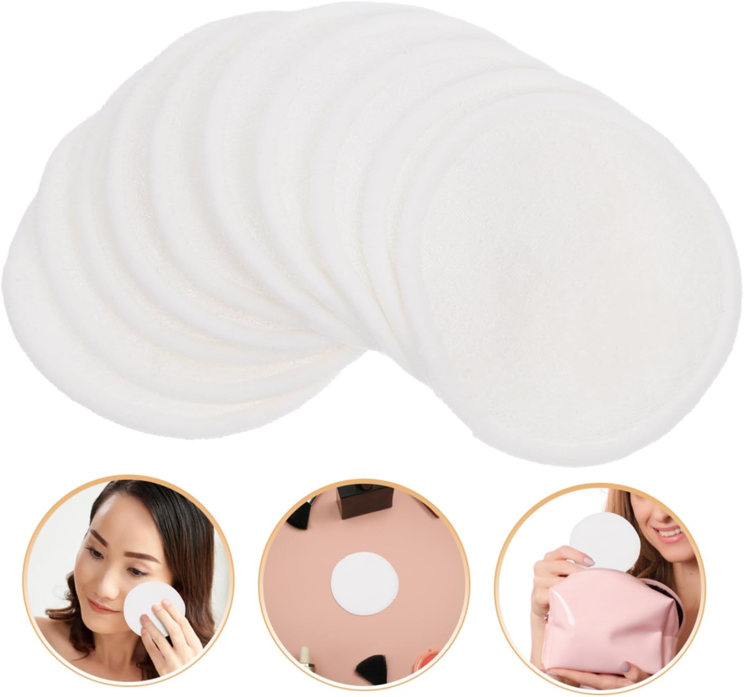 10Pcs Reusable Cotton Makeup Remover Pads Soft 8Cm round Cleansing Pads for Face and Eye Washable Facial Wipes for Travel and Daily Skincare image number 4