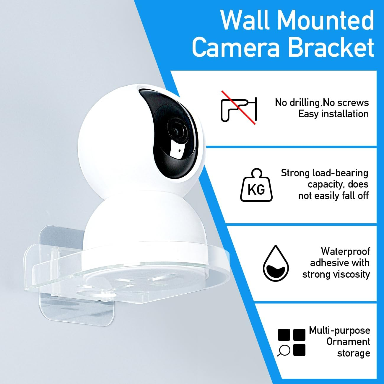 Clear Acrylic Wall Shelf 4 Pack for Surveillance Cameras,Clear Acrylic Floating Shelf for Camera, Adhesive Floating Shelf for Security Cameras,Adhesive Baby Monitor Wall Moun Shelves (Clear) image number 3