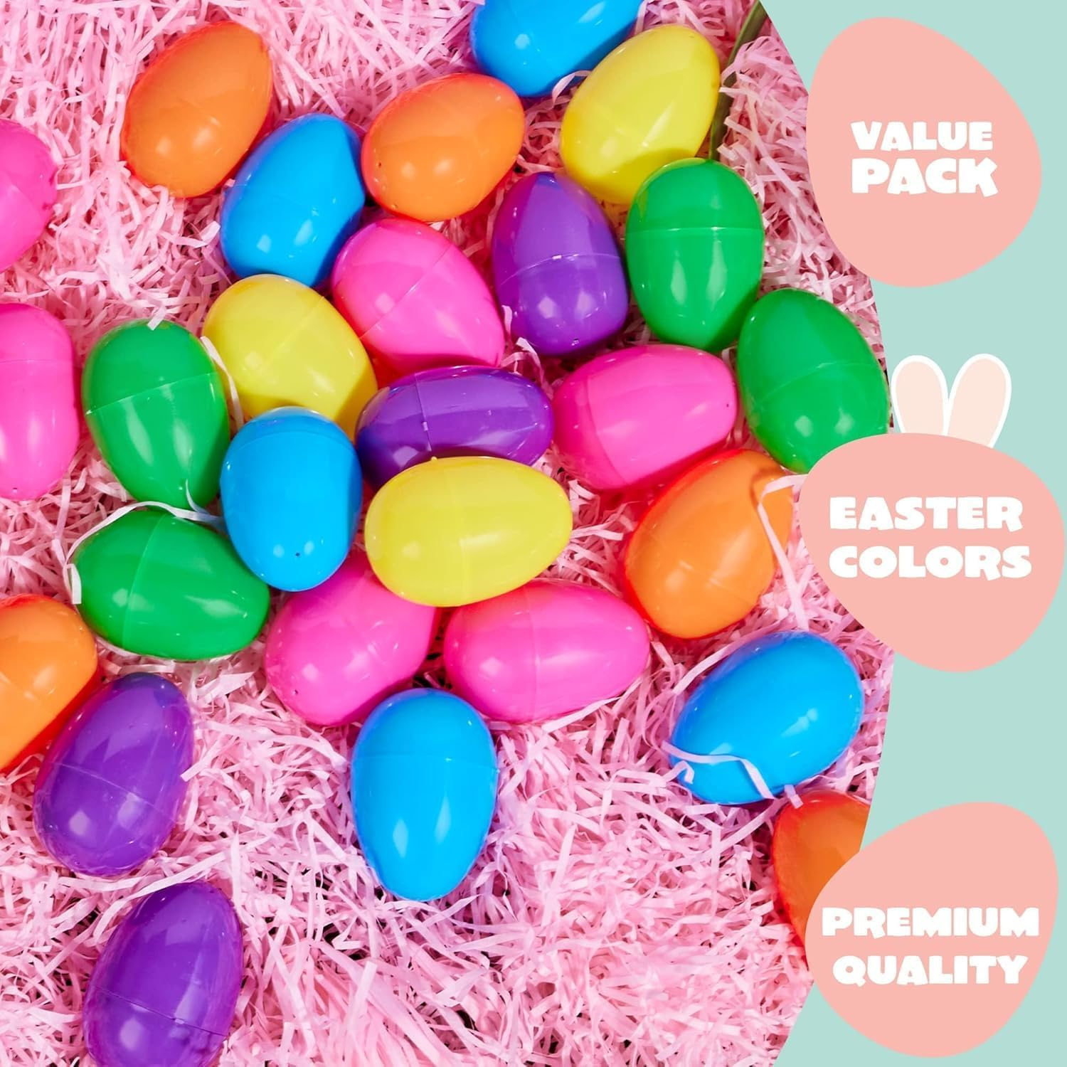 Fillable Easter Eggs, Fyvadio Empty Plastic Fillable Eggs Plastic Bright Easter Egg Assortment 48 Pcs Perfect for Easter Egg Hunt/Surprise Egg/Easter Hunt Accessories image number 6