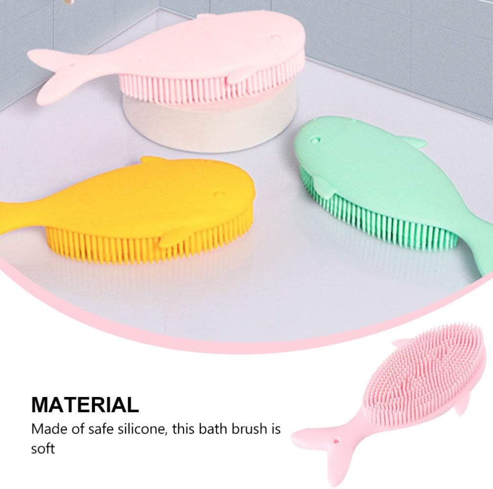 Cabilock Exfoliating Silicone Bath Shower Brush for Boy Girl Boy Girl Soft Gentle Massaging Scrubber Safe Non-Deforming Design for Scalp Cleansing Cute Cartoon Shape image number 4