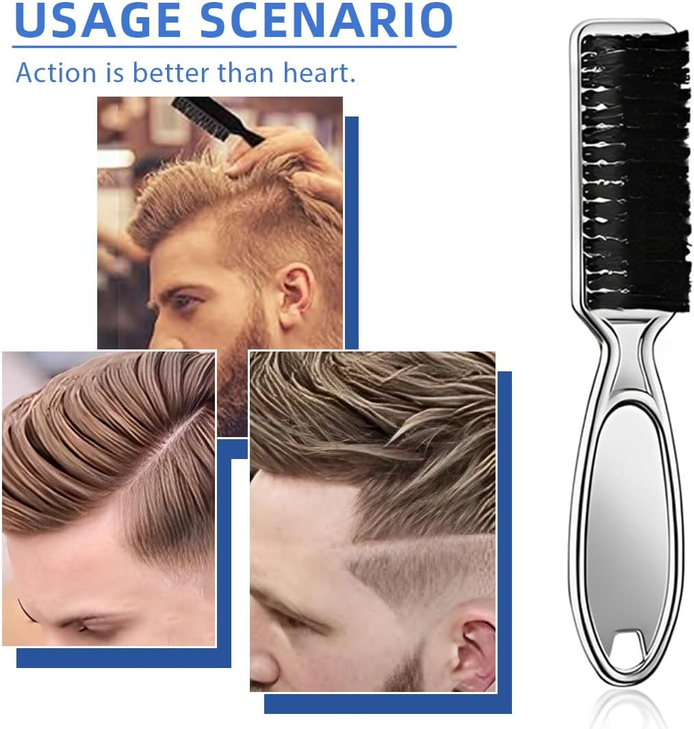 Pack of 2 Cleaning Brush, Blade Cleaning Brush, Nylon Brush, Nail Brush, Trimmer, Hairdressing Cleaning Brush, Hair Clippers Tool (Silver) image number 1