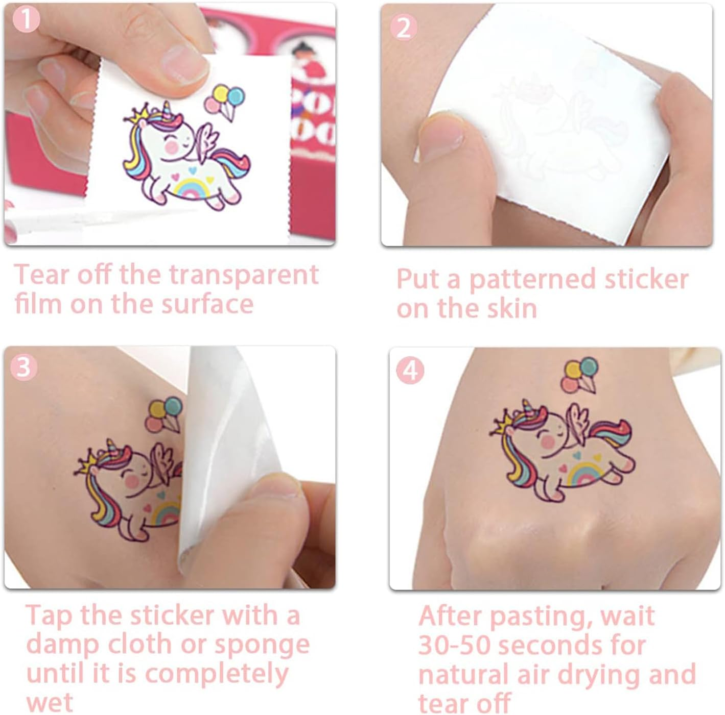 Unicorn Party Favors for Kids Unicorn Party Supplies 12 Slap Bracelets,12 Stamps,10 Sheets Luminous Temporary Tattoos,10 Unicorn Hair Clips,6 Unicorn Erasers for Birthday Party image number 5