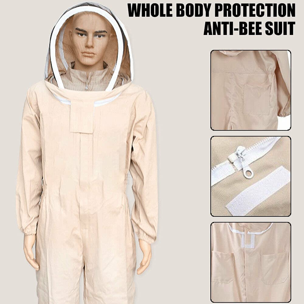 Full Beekeeping Suit Bee Suit Heavy Duty with Leather Ventilated Keeping Gloves (L with Gloves) image number 5