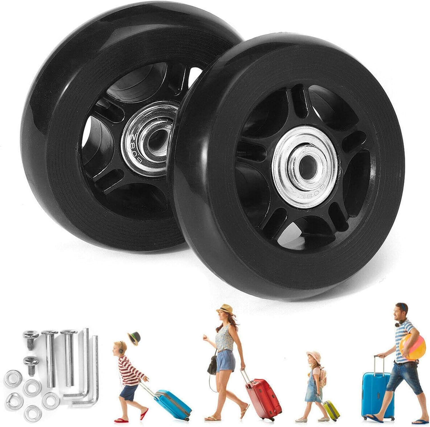 Luggage Suitcase Replacement Wheels Wheel, Suitcase Wheels Replacement Wheels - Mute Trolley Case Wheels, Luggage Replacement Wheels for Shopping Trolleys and Luggage, 2 Pieces 54 Mm X 18 Mm, Siehe image number 2