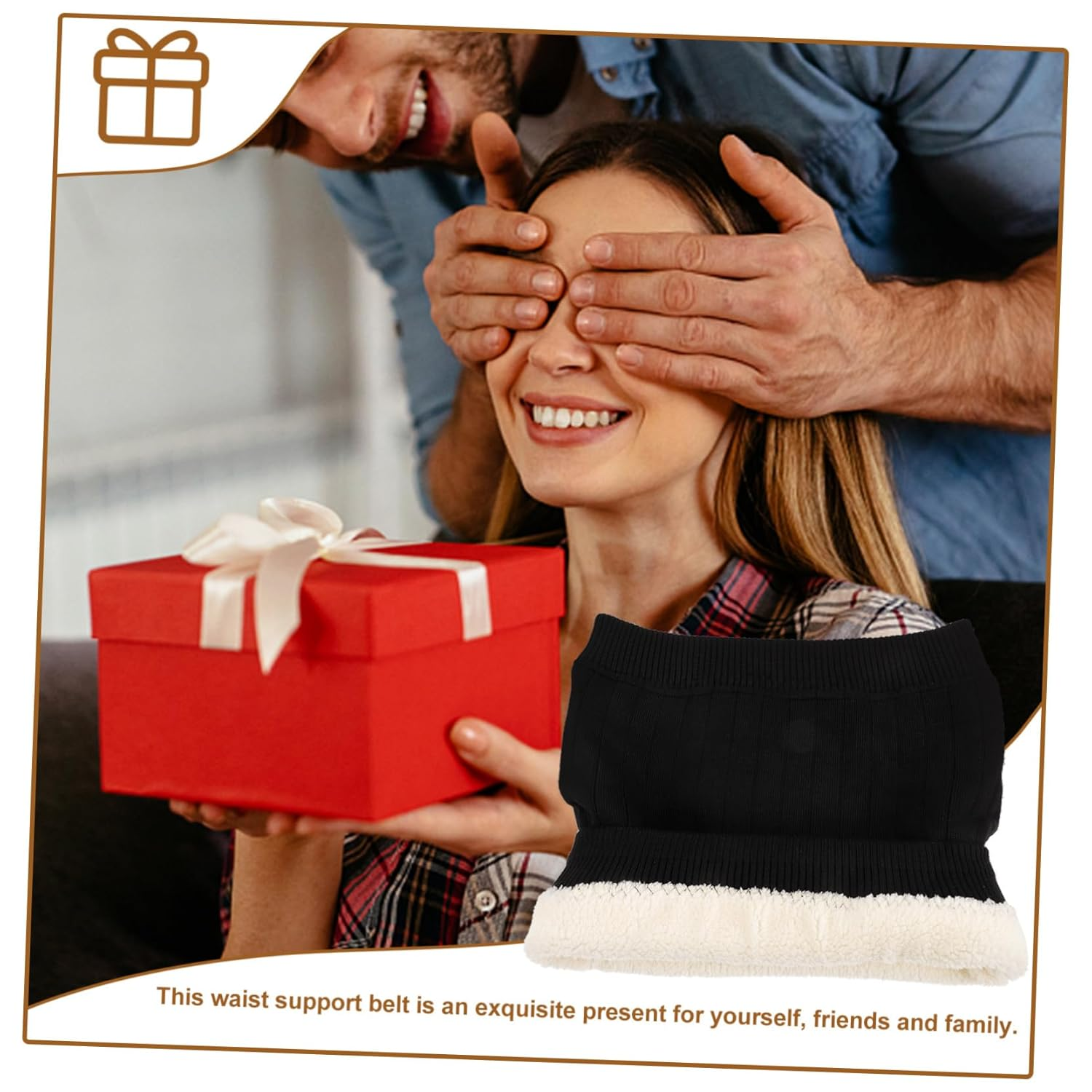 360&deg; Lambswool Waist Belt Winter Heated Waist Support Kidney Protector Thickened Thermal Belly Warmer for Men and Women Black image number 2