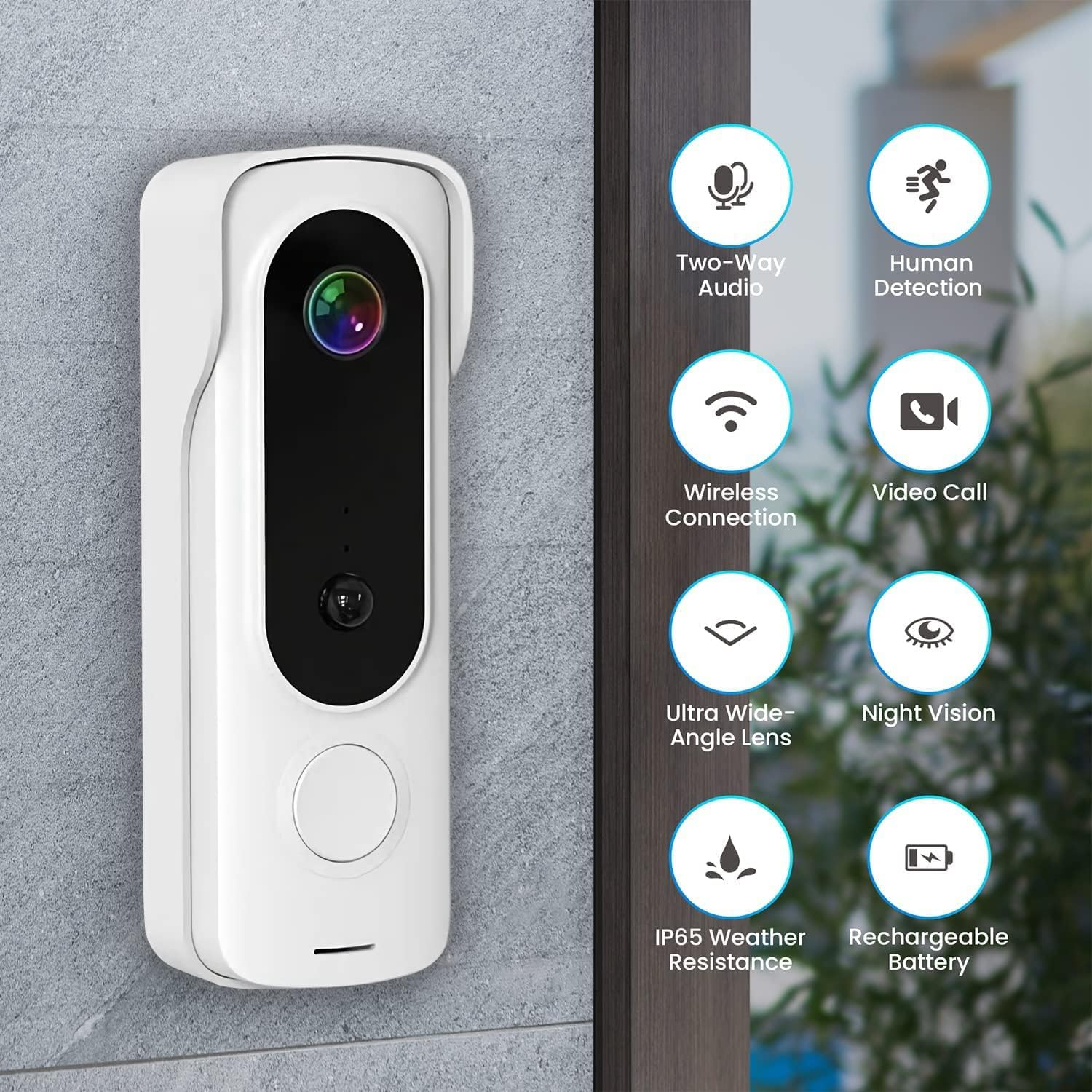 Wireless Video Doorbell Camera, BESIMLI 1080P HD Wifi Door Bell Ringer with Camera, 2-Way Audio, Motion Detection, IP65 Waterproof, Rechargeable Battery, Ios & Android image number 4