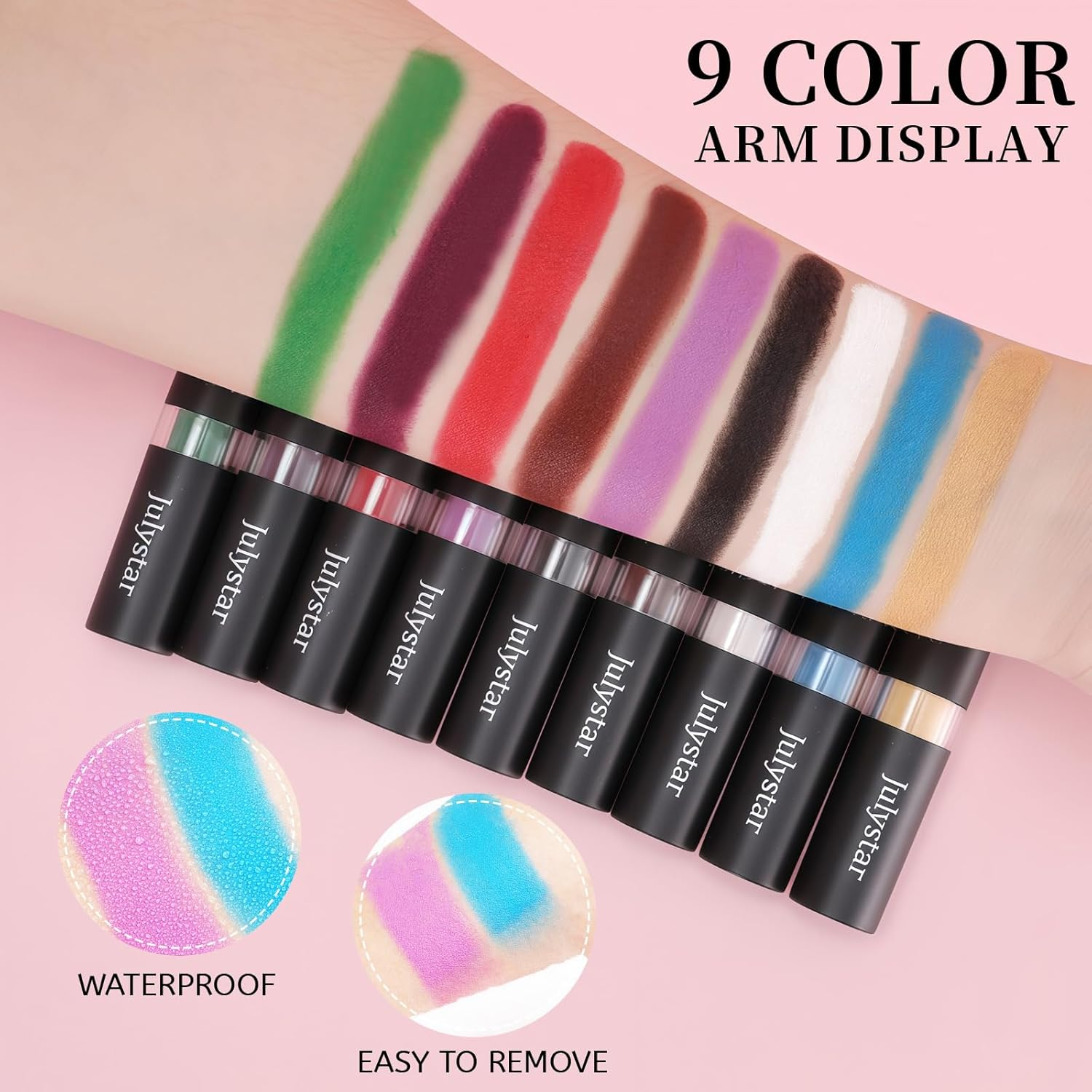 YBUETE Black Cream Blend Stick, Safe and Professional SFX Face Body Paint Stick ,Makeup Face Lip Painting for Sports Festival Halloween Football Adult Festival Theater Performance Party Cosplay image number 2