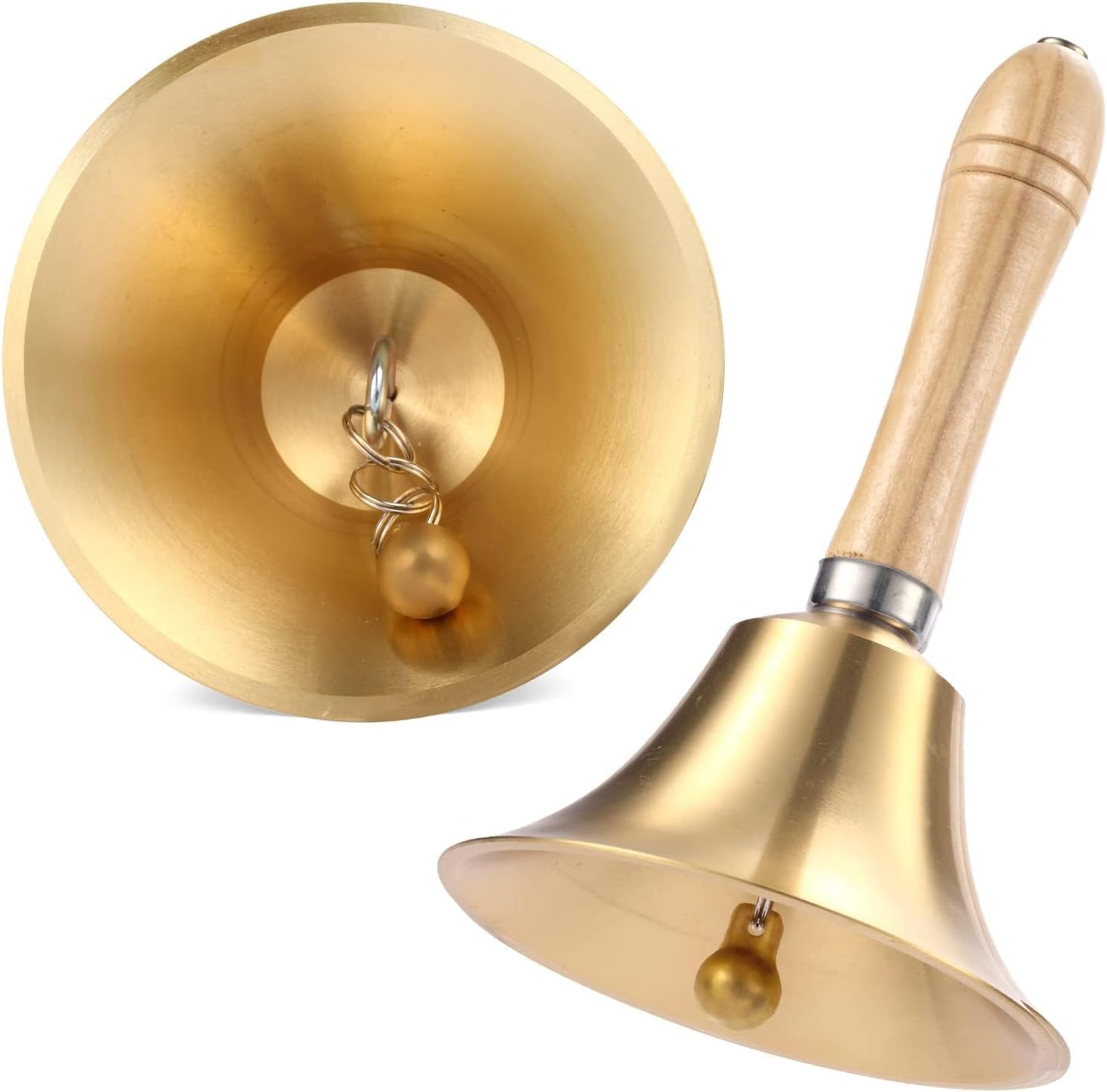 Super Loud Brass Hand Bell with Wooden Handle,Ling-Luo 3.15 Inch Call Bell for Kids and Adults, Perfect for Weddings, Christmas, School, Service, Games, Pet Training, Alarm or Dinner Bell image number 6