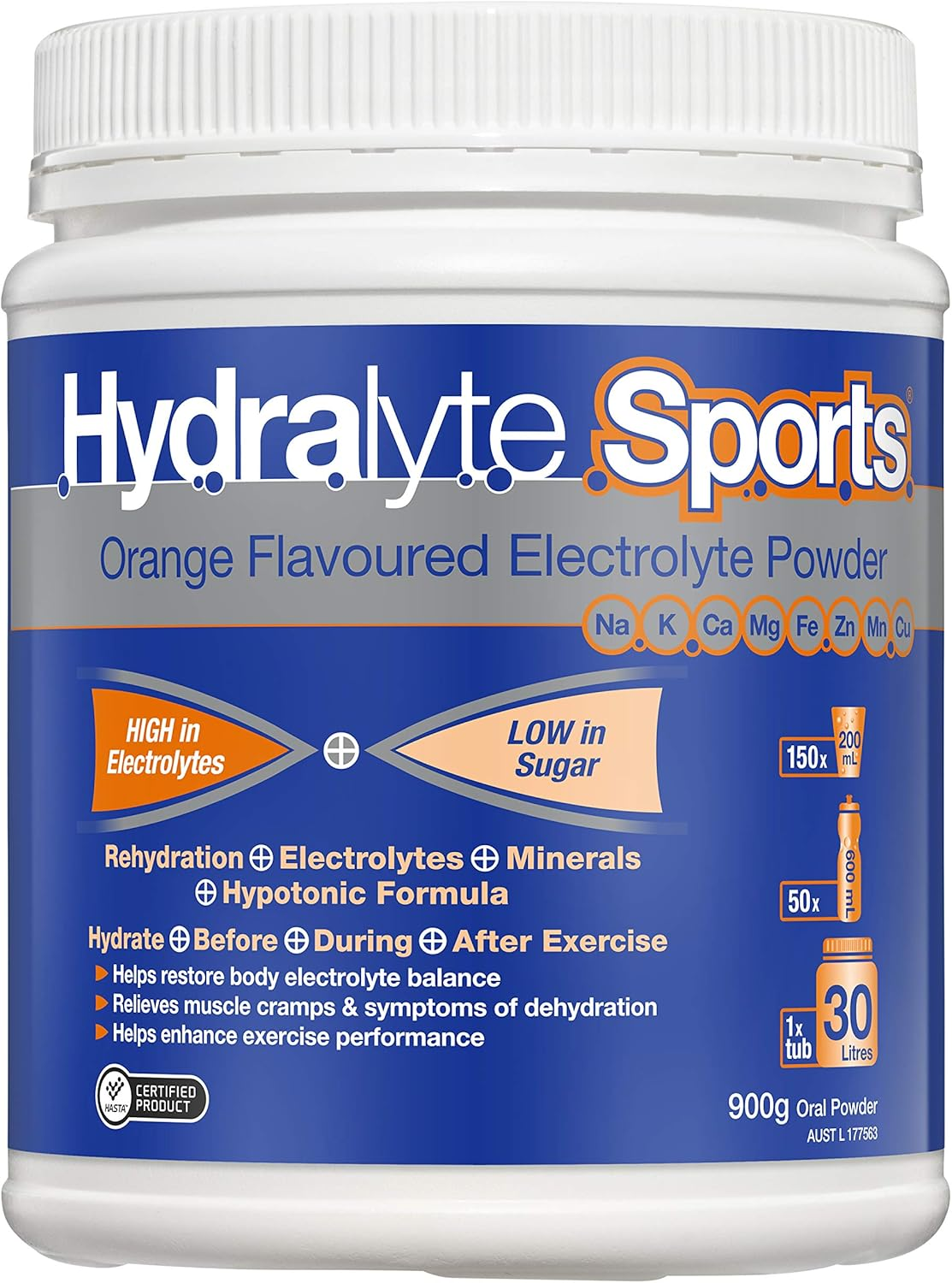 Hydralyte Sports Electrolyte Powder Lemon Lime Flavoured 900 G image number 2
