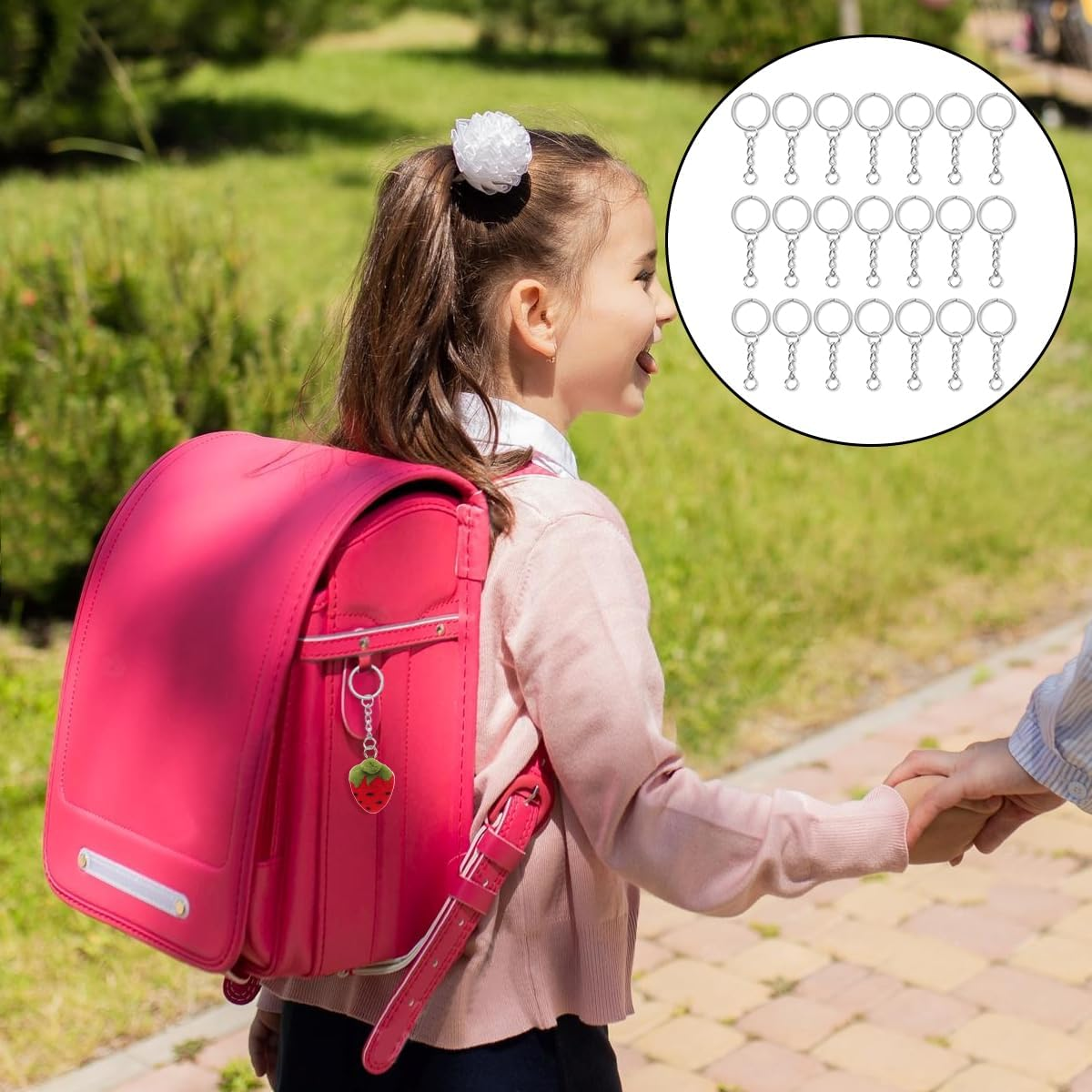 WELANE Key Rings with Chain, 50 Set Key Chain Rings and Jump Rings for Keychain Making Supplies DIY Crafts (2.5Cm) image number 1