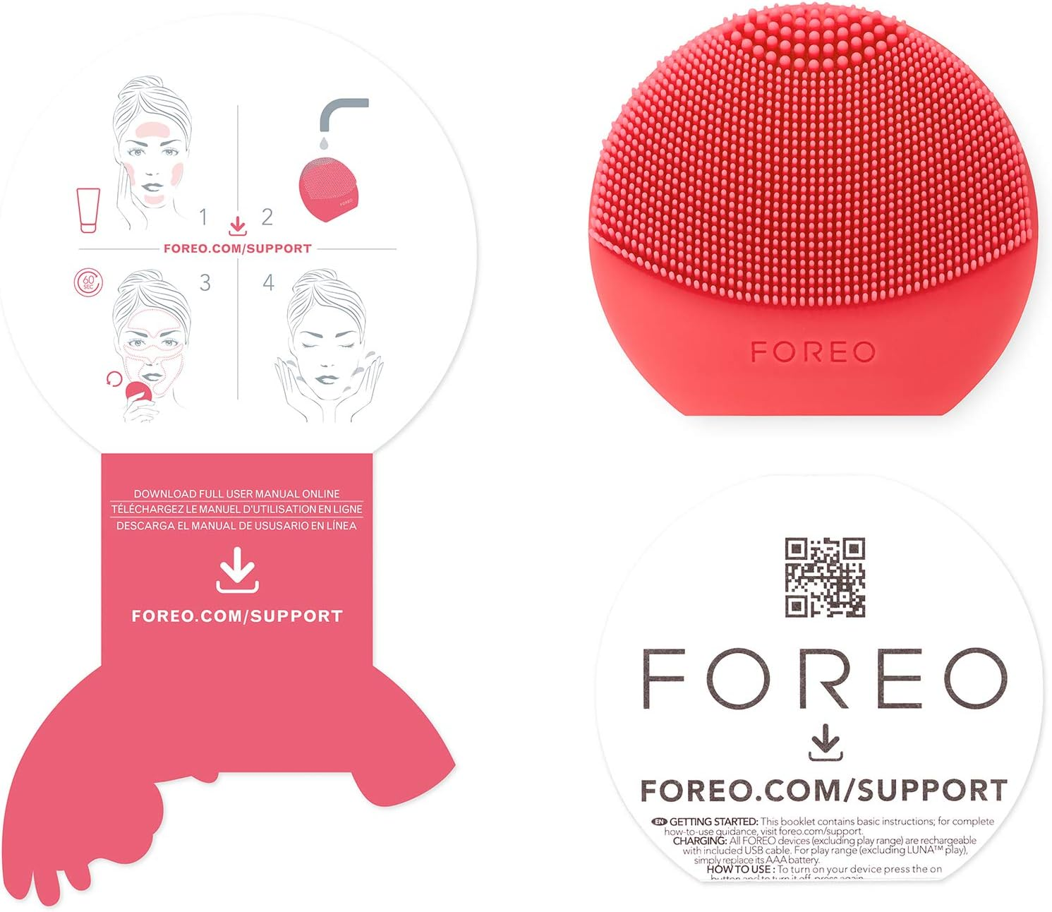 FOREO LUNA Play plus 2 Peach of Cake Compact Silicone Facial Cleansing Brush for All Skin Types, Replacable AAA Battery, 2-Zone Brush Head, T-Sonic Massage, 1-Min Routine image number 4