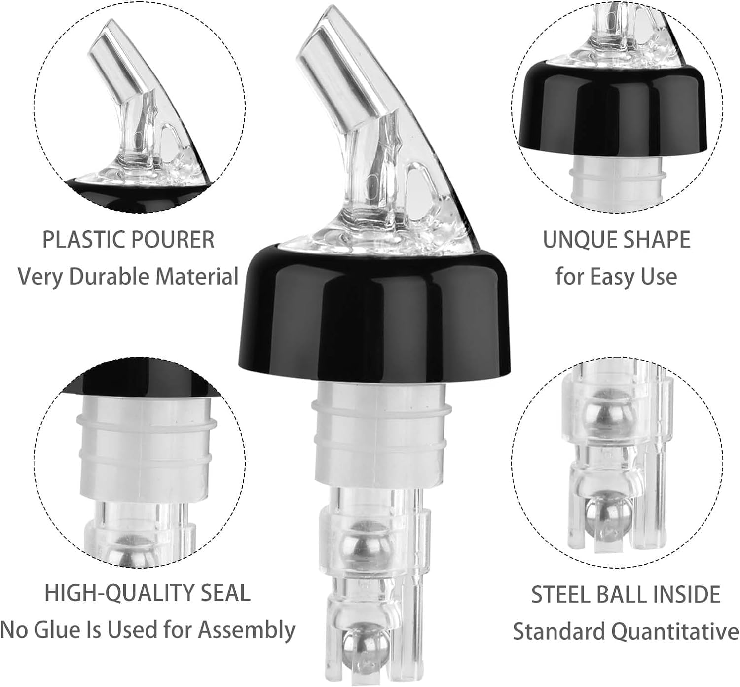 8 Pack Automatic Measured Bottle Pourer 30Ml/1Oz, Measured Wine Pourer Liquor Pour Spout for Liquor Bottles Alcohol Wine Bottles image number 5