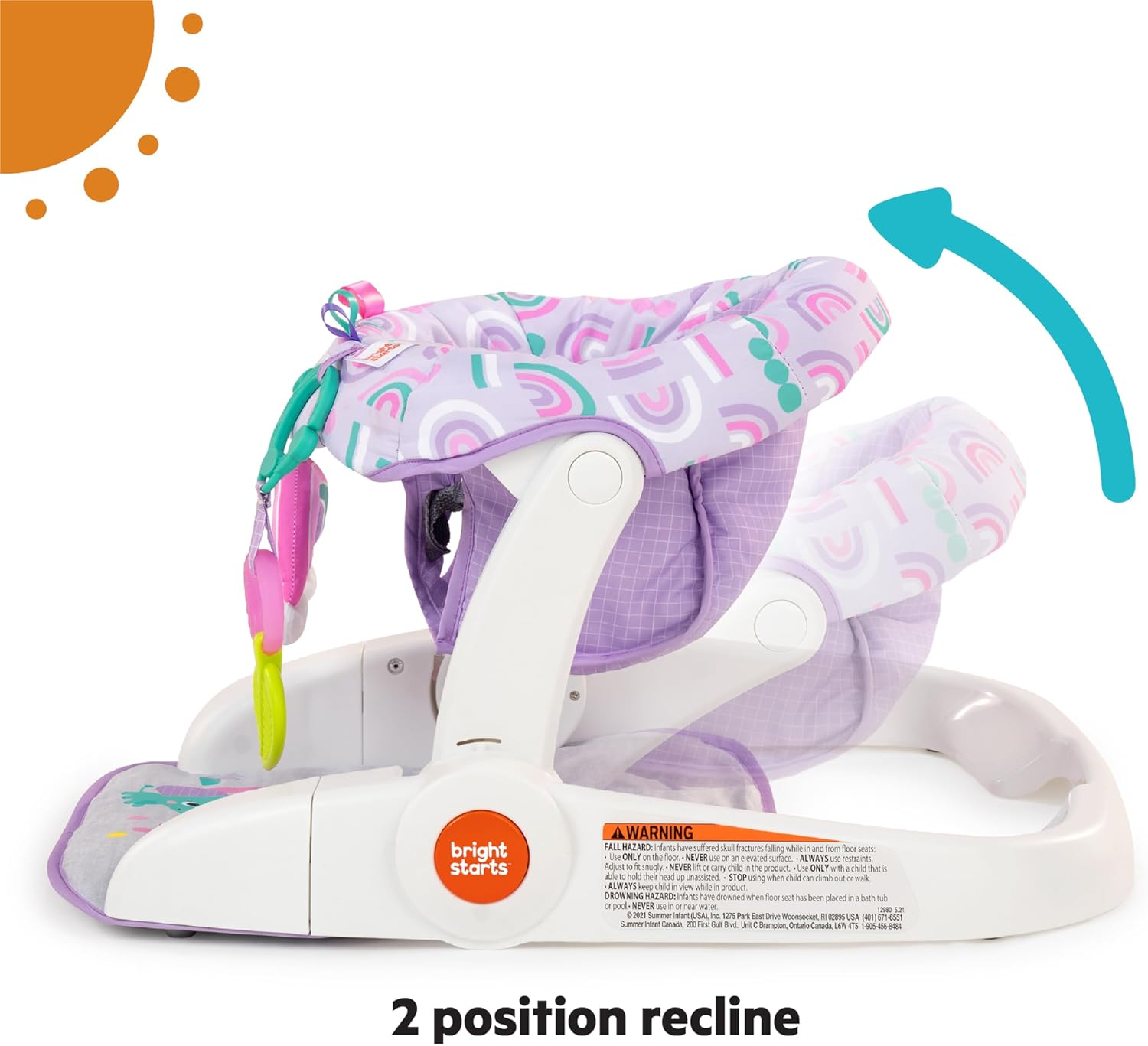 Bright Starts Learn-To-Sit 2-Position Baby Floor Seat with Toys, Unisex, 4-12 Months, Purple Paradise image number 1