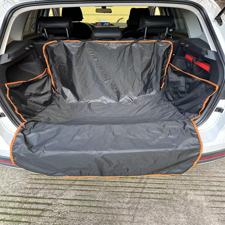 LORJE SUV Cargo Liner for Dogs, Car Boot Liner for Dog，Waterproof Pet Cargo Cover Dog Seat Mat for Suvs Sedans Vans, Non-Slip, Large Size Universal Fit, Black image number 3