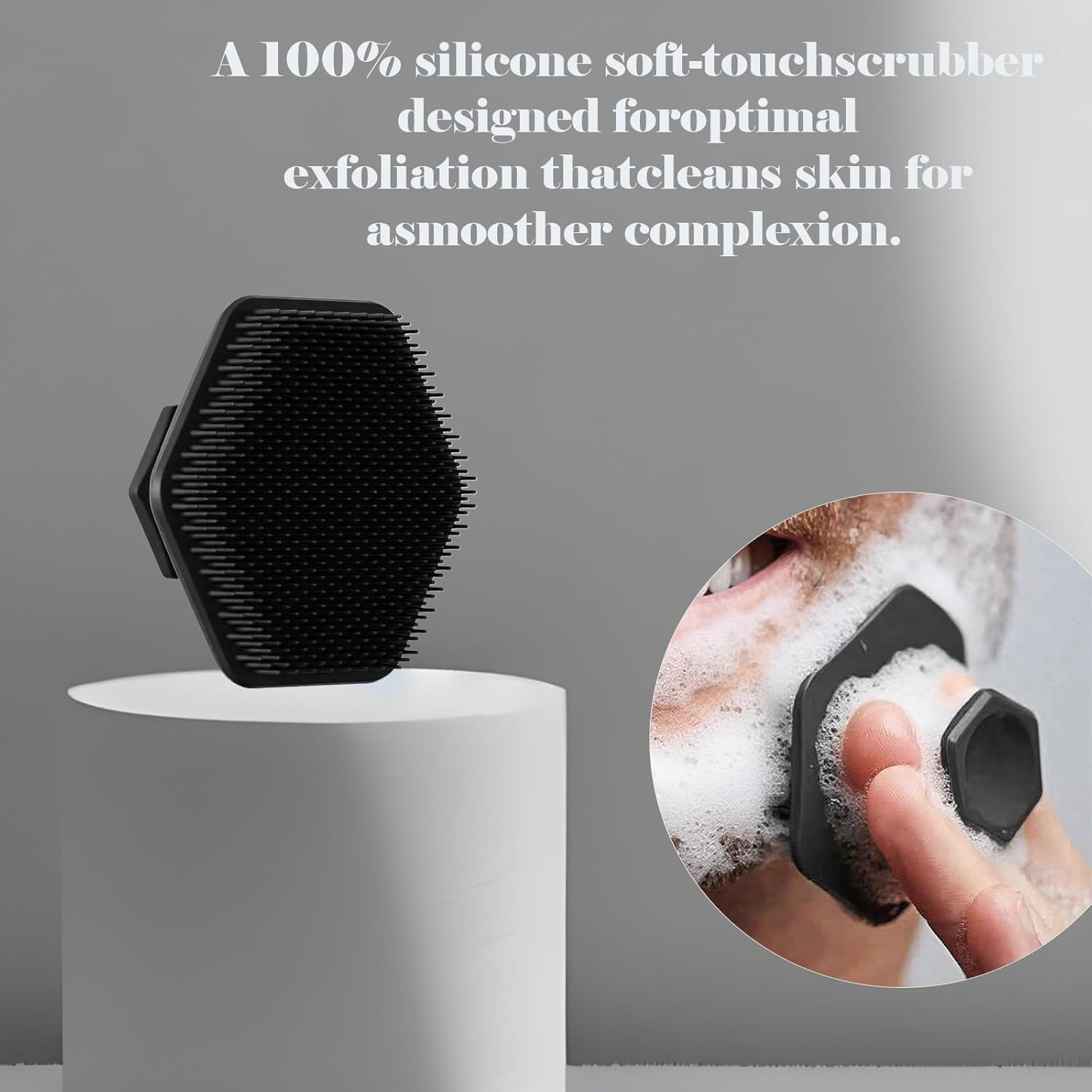 2Pcs Men'S Face Scrubber - Silicone Facial Cleansing Brush & Exfoliator Pad | Gentle Dead Skin Remover, Shower & Bathroom Accessories, Long-Lasting image number 1