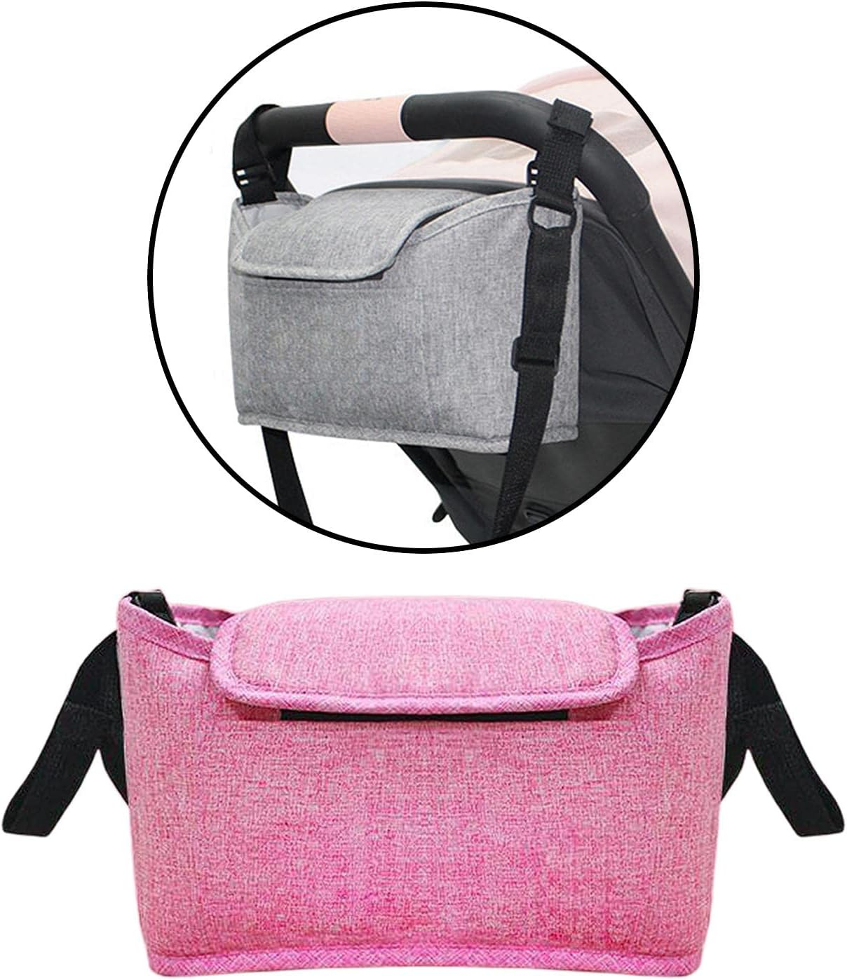 Shamjina Organizer Bag Large Capacity Pram Handle Storage Bag Diaper Bag - Pink, 30X17X12Cm - Pink image number 5