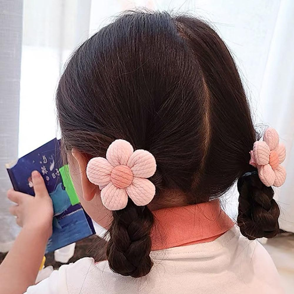 10Pcs Cute Pink Bow Hair Ties - Elastic Bowknot Ribbon Ponytail Holders, Rubber Hair Accessories for Toddlers, Baby Girls, and Kids image number 3