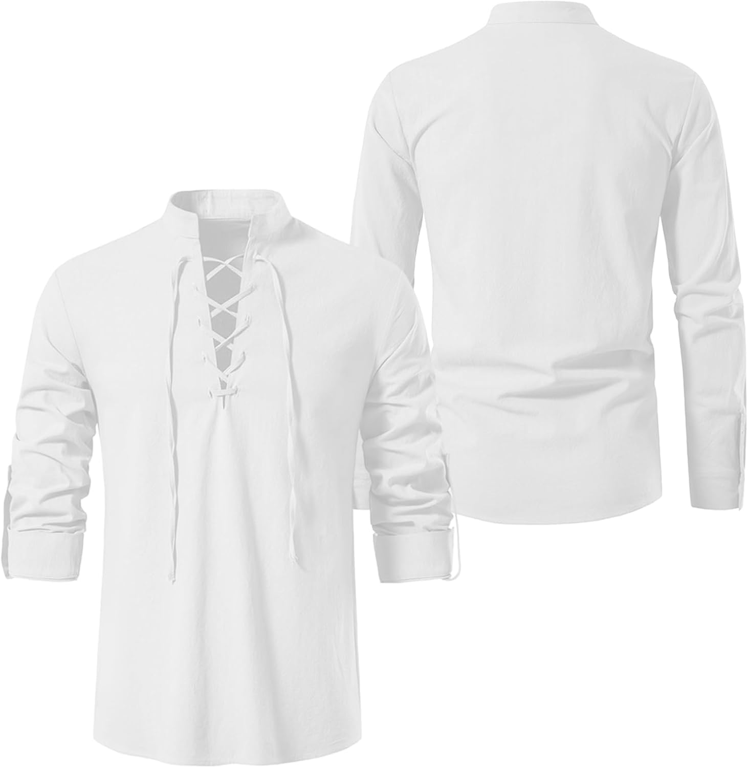 Medieval Costume Men Shirt Cotton Linen Loose Shirt Gothic Halloween Pirate Costume for Party Cosplay