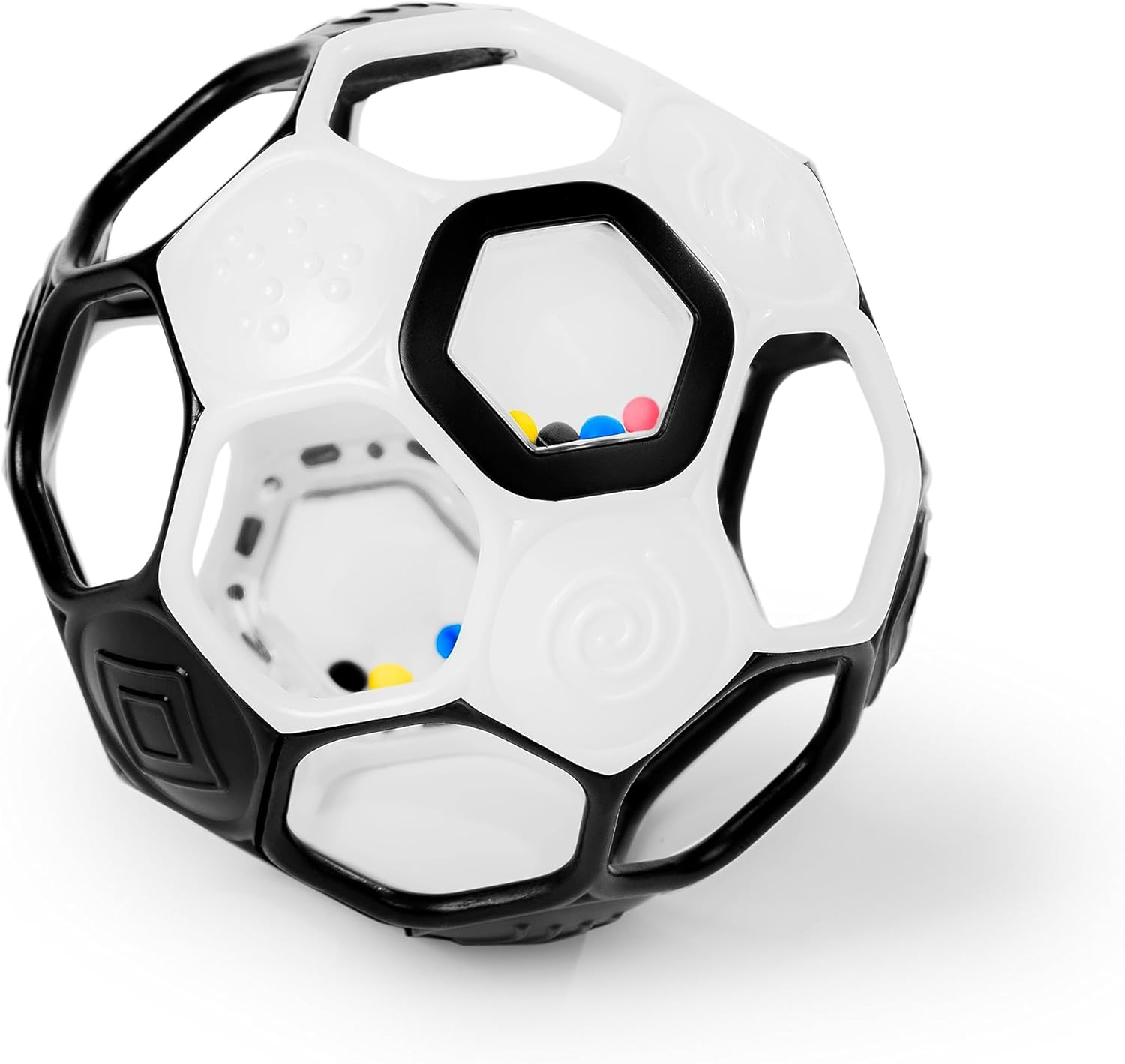 Bright Starts Oball Grippin' Goals Rattle Soccer Ball - Black & White, Easy-Grasp Toy for Newborn and Up image number 5