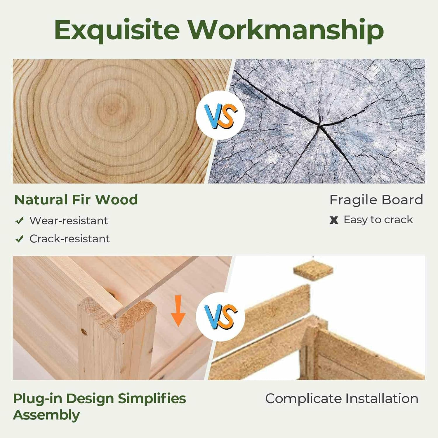 Costway Wooden Raised Garden Bed, 75Cm X 46Cm X 61Cm Elevated Wood Planter Box with Legs, Drainage Holes, Acrylic Panels, Garden Planter for Fruits Vegetables Flowers Herbs, Natural image number 1