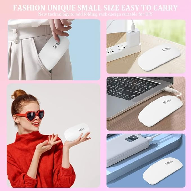 Mini UV LED Nail Lamp, Compact Portable Gel Nail Dryer Light for Curing Gel Polish & Semi-Cured Nail Wraps, Fast Drying Usb-Powered Manicure Tool for Travel & Home Use (White) image number 1