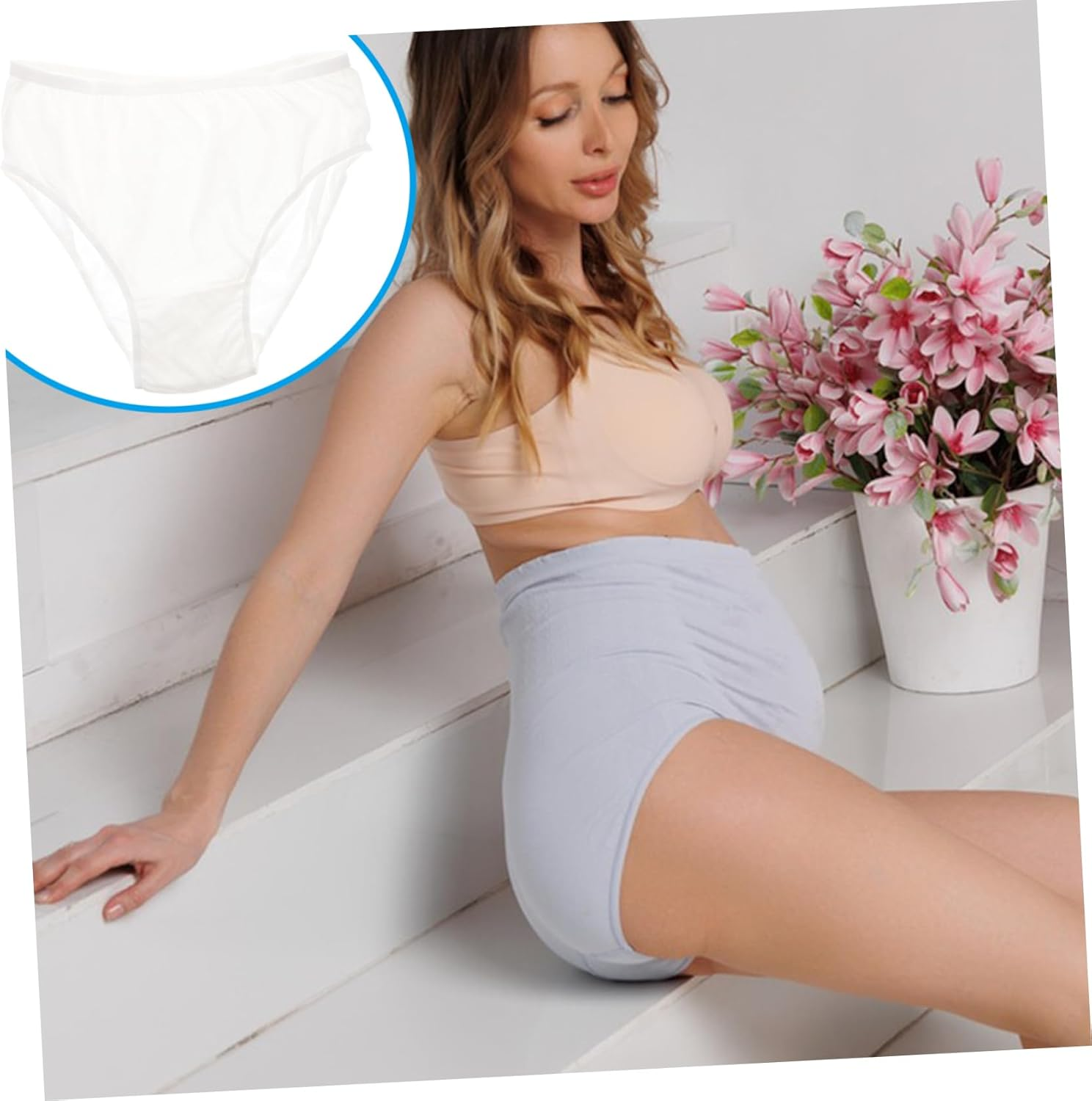 GANAZONO 4Pcs Maternity Cotton Underwear Disposable for Pregnant Women Breathable Female Underpants Cotton Underwear for Postpartum Period Use image number 3